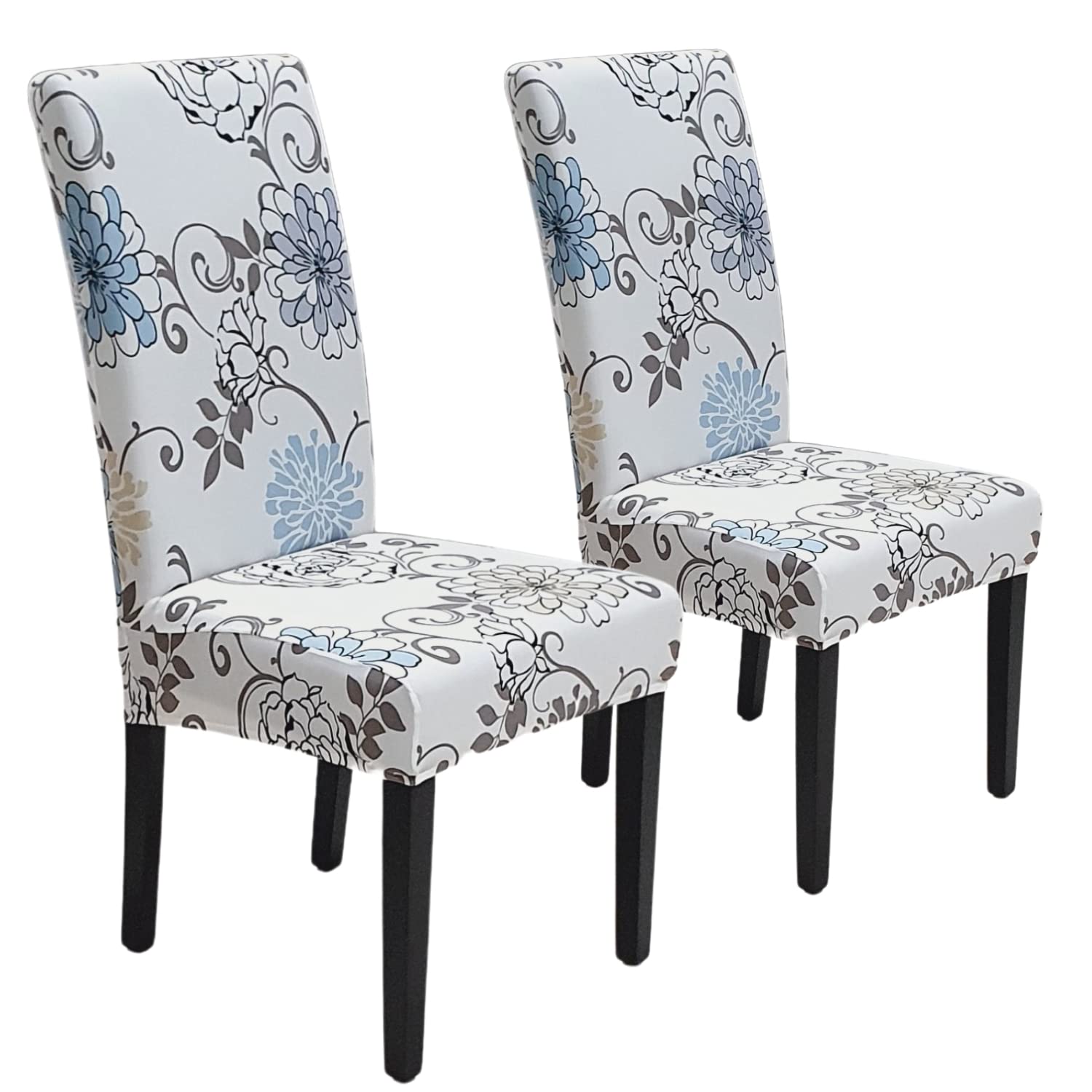 SPRINGRICO Chair Covers for Dining Room 6 Pack, Stretch Dining Chair Cover, Washable Spandex Kitchen Parsons Chair Slipcovers, Removable Seat Protector for Home or Party (Set of 6, Floral Beige)