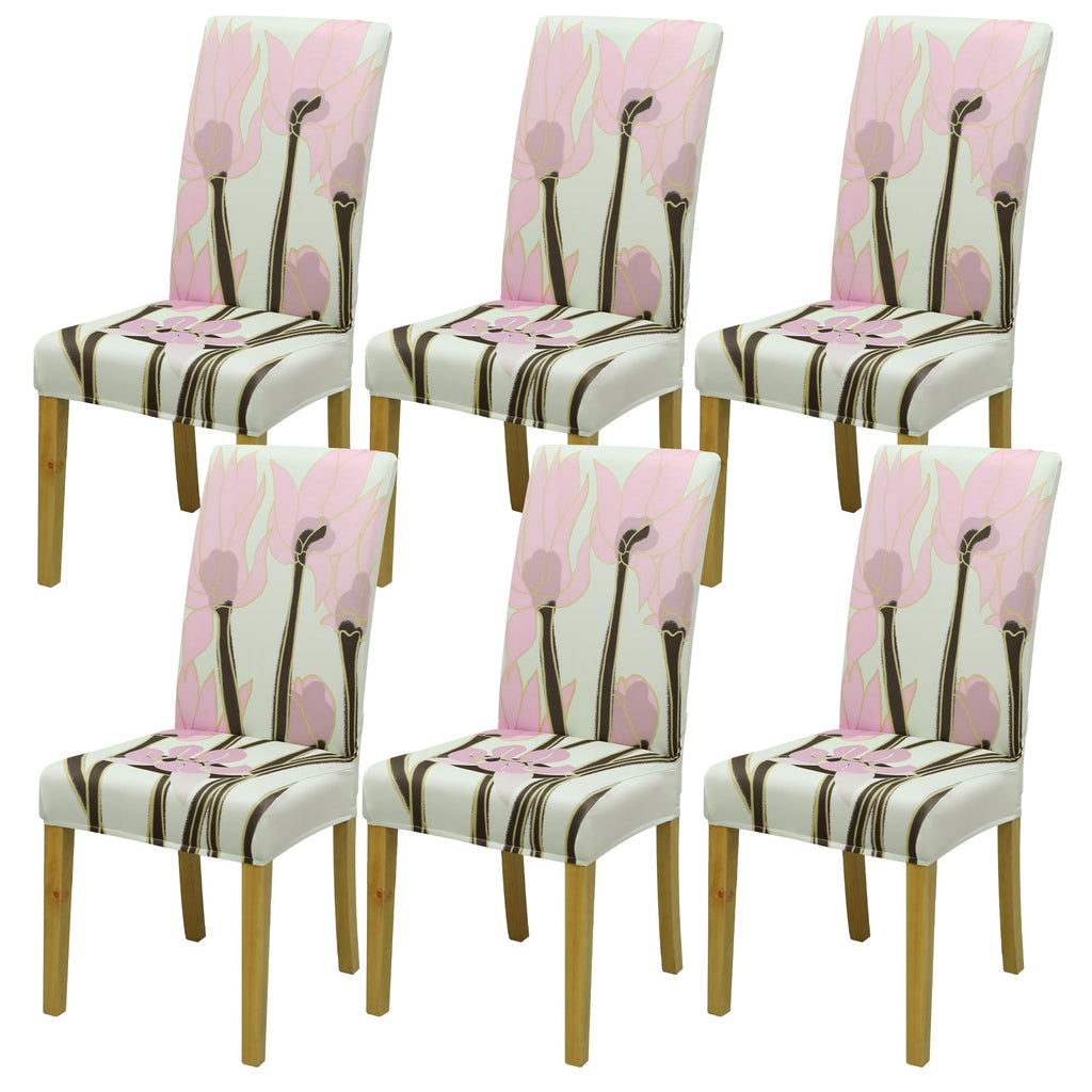 BIETYONE Stretch Dining Chair Covers Set of 6, Soft Removable Washable Kitchen Parsons Chair Slipcovers, High Elastic Seat Protector for Home Hotel Banquet