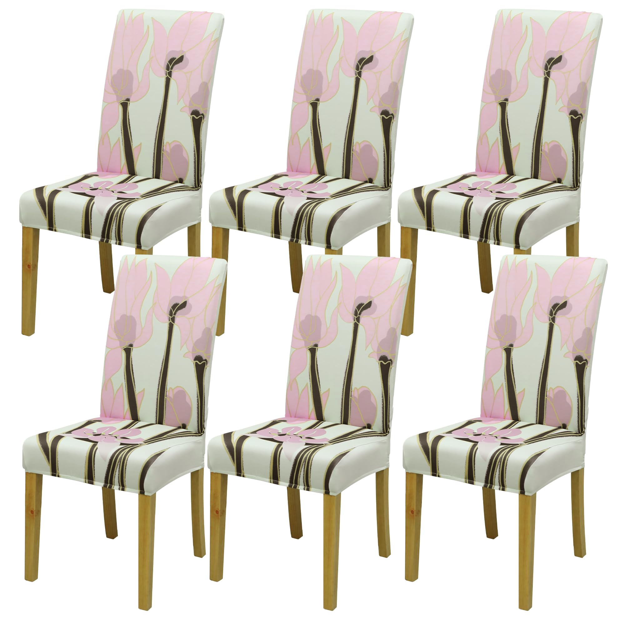 BIETYONE Stretch Dining Chair Covers Set of 6, Soft Removable Washable Kitchen Parsons Chair Slipcovers, High Elastic Seat Protector for Home Hotel Banquet