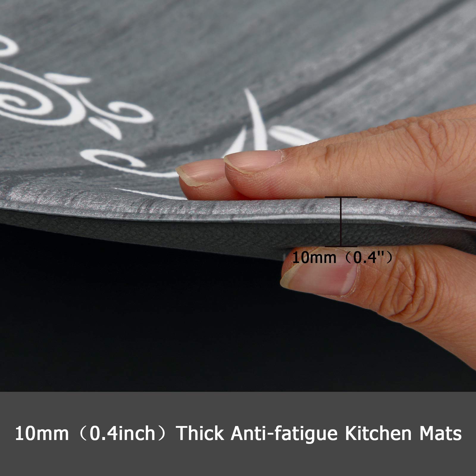 HEBE Anti Fatigue Kitchen Mat Set of 2 Non Slip Cushioned Kitchen Mats for Floor Waterproof Farmhouse Kitchen Rugs and Mats Set Comfort Standing Desk Mat Carpet for Sink,Office,Laundry
