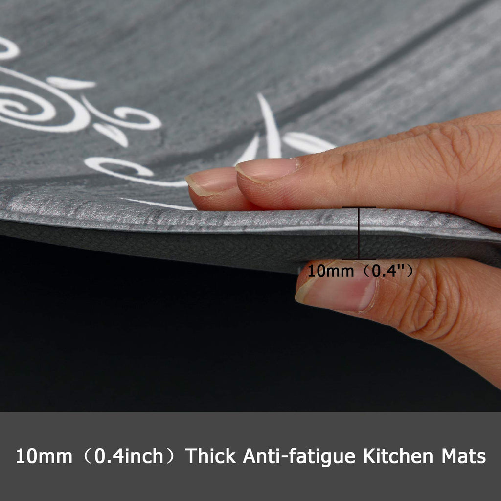HEBE Anti Fatigue Kitchen Mat Set of 2 Non Slip Cushioned Kitchen Mats for Floor Waterproof Farmhouse Kitchen Rugs and Mats Set Comfort Standing Desk Mat Carpet for Sink,Office,Laundry