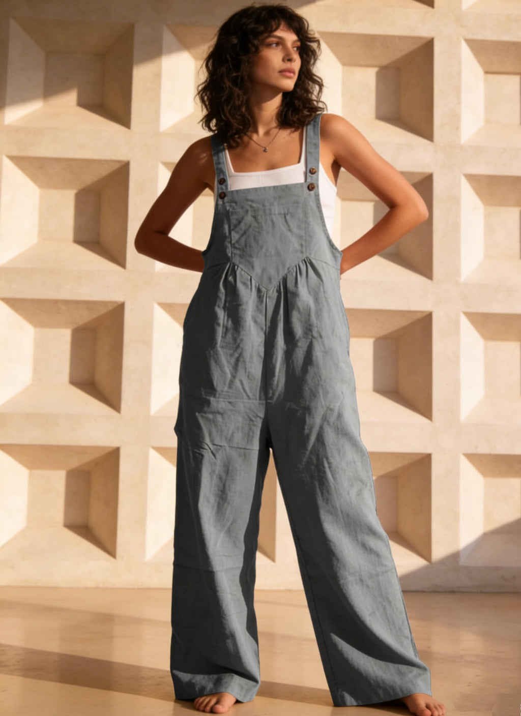 Women's Jumpsuits 2026 Summer Floral Overalls One Piece Outfits Sleeveless Wide Leg Pants Rompers with Pockets