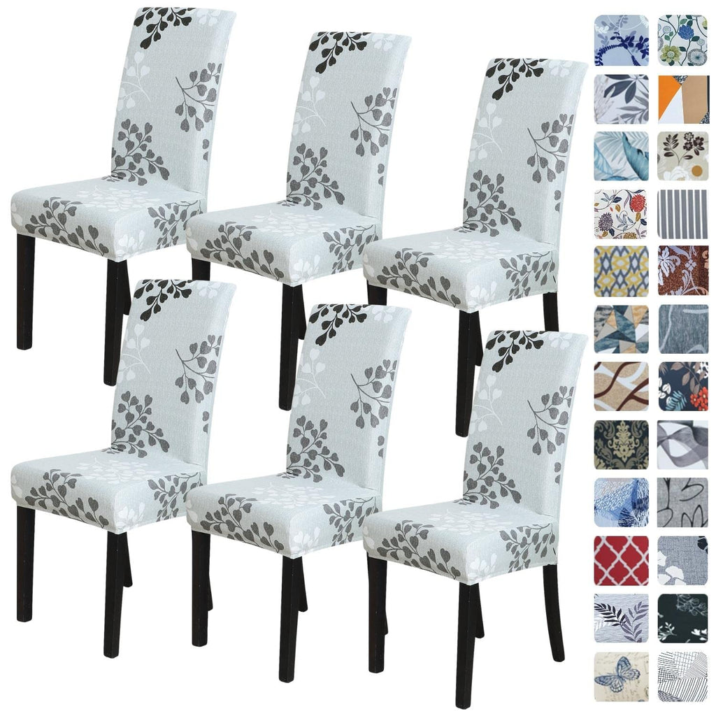 SPRINGRICO Chair Covers for Dining Room 6 Pack, Stretch Dining Chair Cover, Washable Spandex Kitchen Parsons Chair Slipcovers, Removable Seat Protector for Home or Party (Set of 6, Floral Beige)