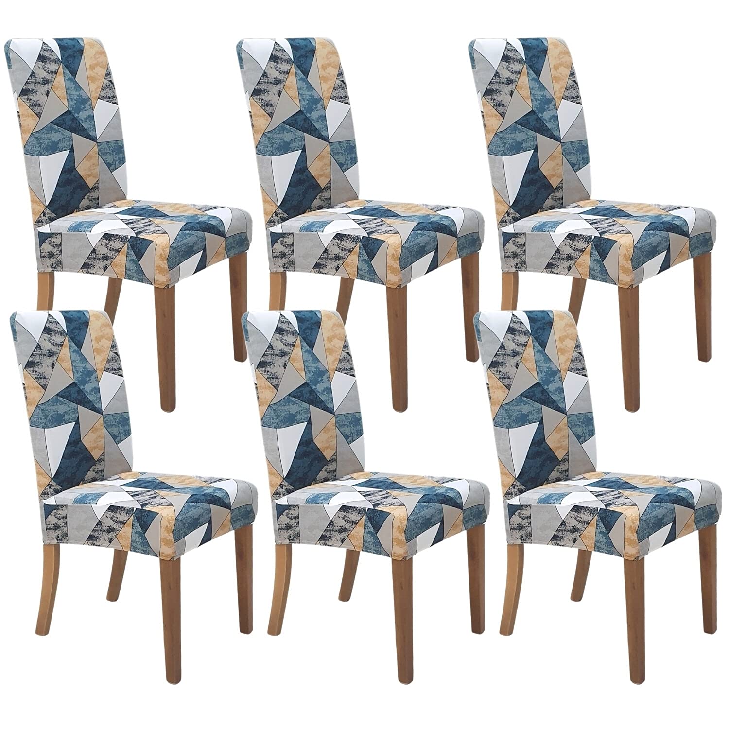 SPRINGRICO Chair Covers for Dining Room 6 Pack, Stretch Dining Chair Cover, Washable Spandex Kitchen Parsons Chair Slipcovers, Removable Seat Protector for Home or Party (Set of 6, Floral Beige)