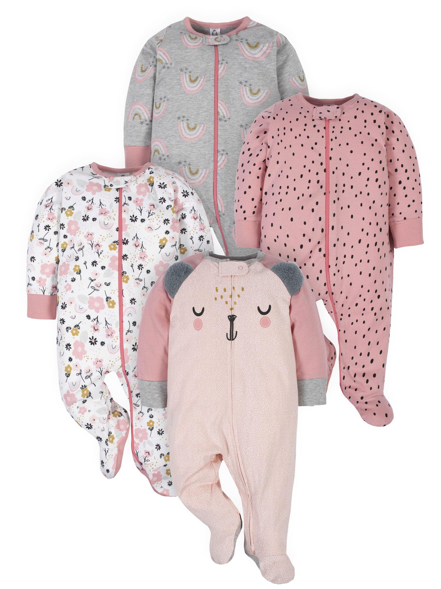 Gerber Baby-Girls 4 Pack Sleep 'N Play Footie