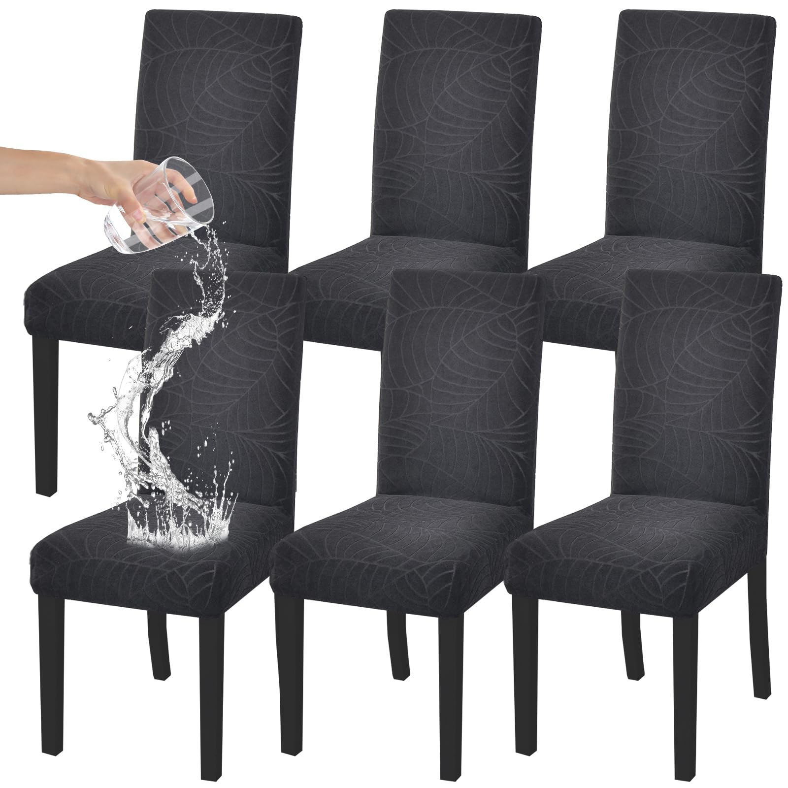 HZDHCLH 6 Pack Chair Covers for Dining Room,Soft Spandex Removable Washable Anti-dust Seat Slipcover, Protector for Hotel,Office,Ceremony,Banquet Wedding Party(Beige, Set of 6)