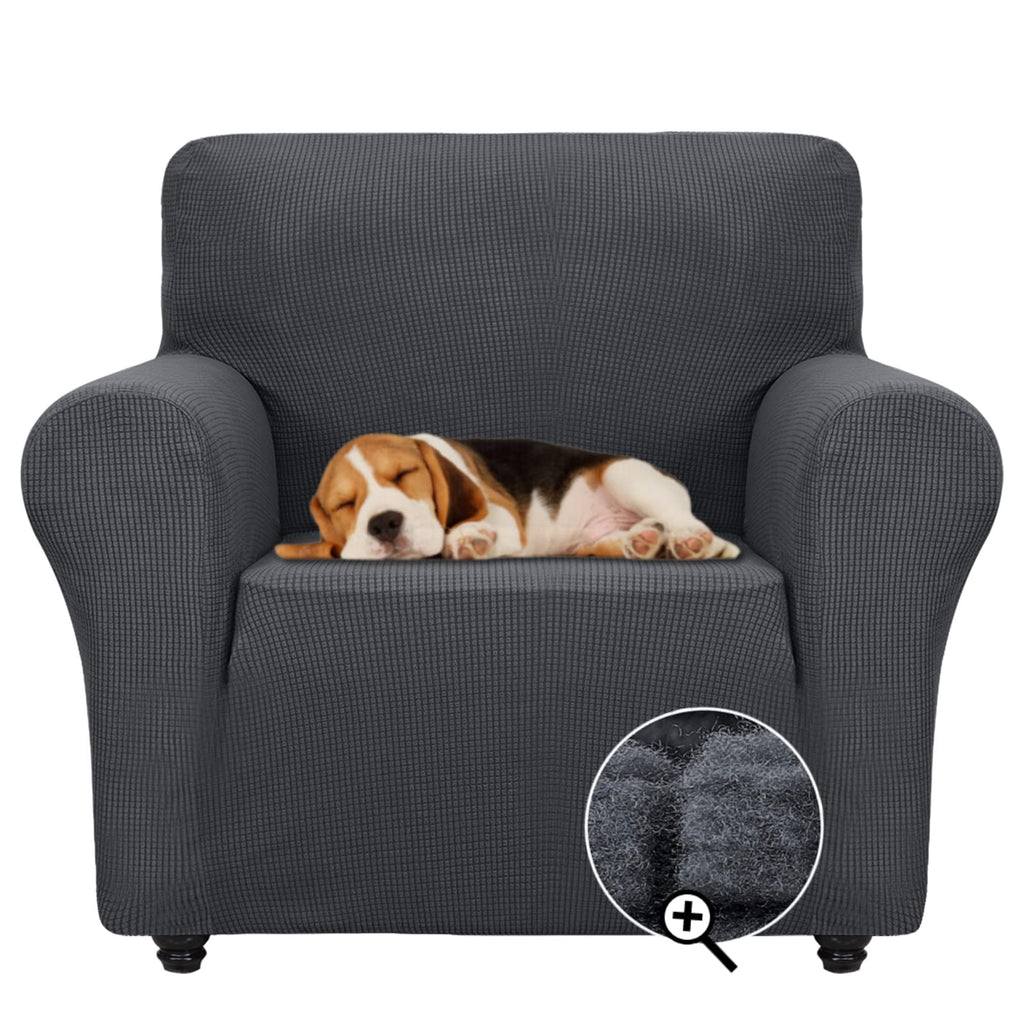 ZNSAYOTX Super Stretch Chair Slipcover (30"-47"), New Striped Sofa Chair Covers for Living Room, Dogs Pet Friendly Anti-Slip Chair Protector Spandex Armchair Slipcovers (Beige, Chair)