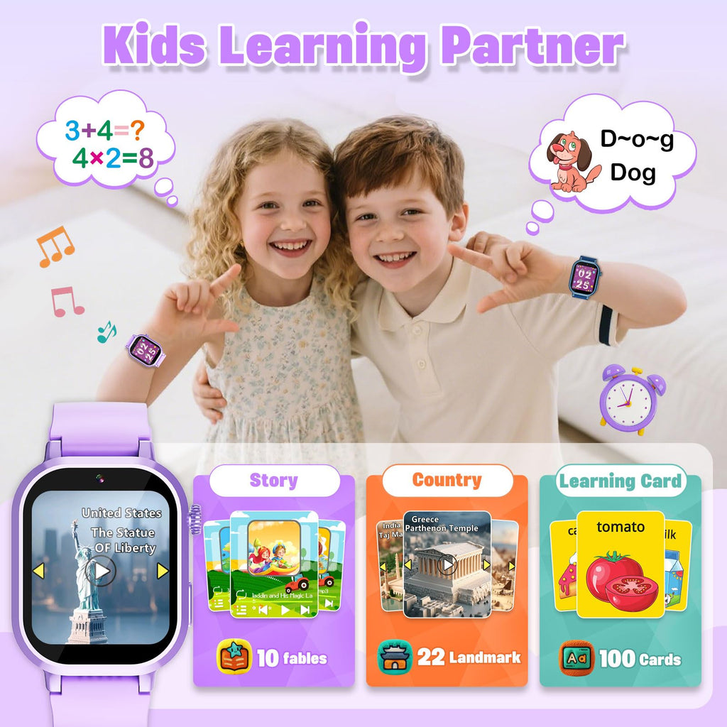 Wiszodet Kids Waterproof Smart Watch Boys Gift Age 3-12 with 39 Game HD Touch Screen Music Player Video Camera Pedometer Alarm Clock Birthday Gift for 6 7 8 9 Year Olds Blue