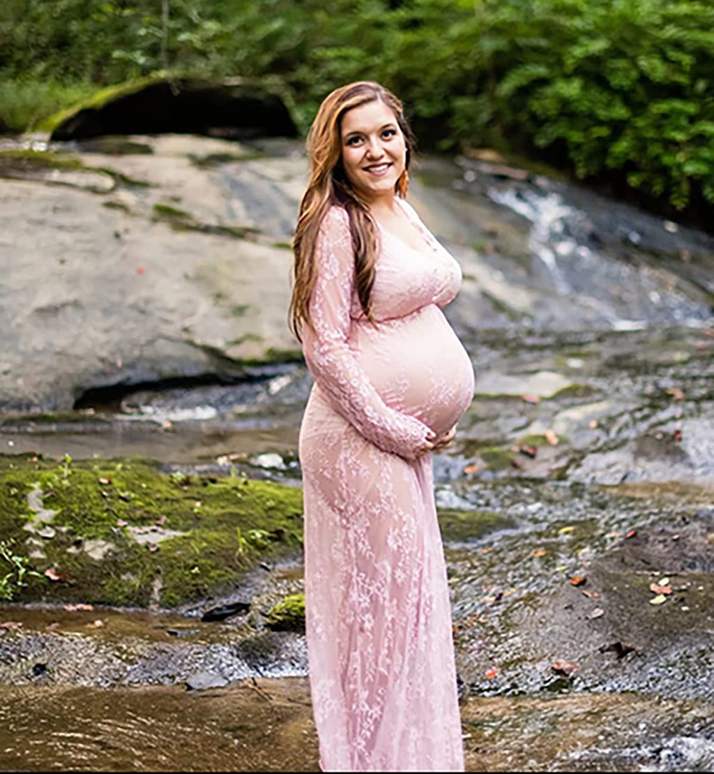 COSYOU Maternity Dress for Photoshoot Sheer Lace Dresses for Maternity Photography Costume Party Milk Bath Dress