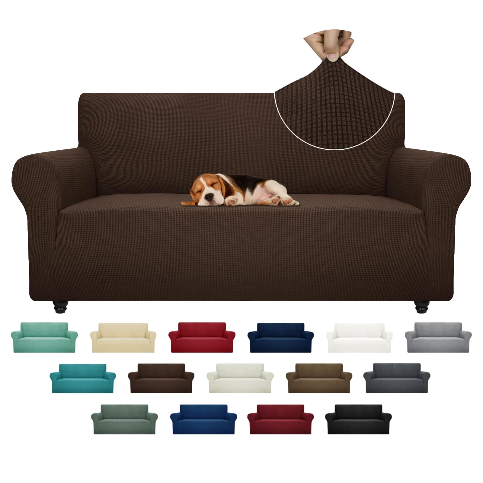 ZNSAYOTX Super Stretch Chair Slipcover (30"-47"), New Striped Sofa Chair Covers for Living Room, Dogs Pet Friendly Anti-Slip Chair Protector Spandex Armchair Slipcovers (Beige, Chair)