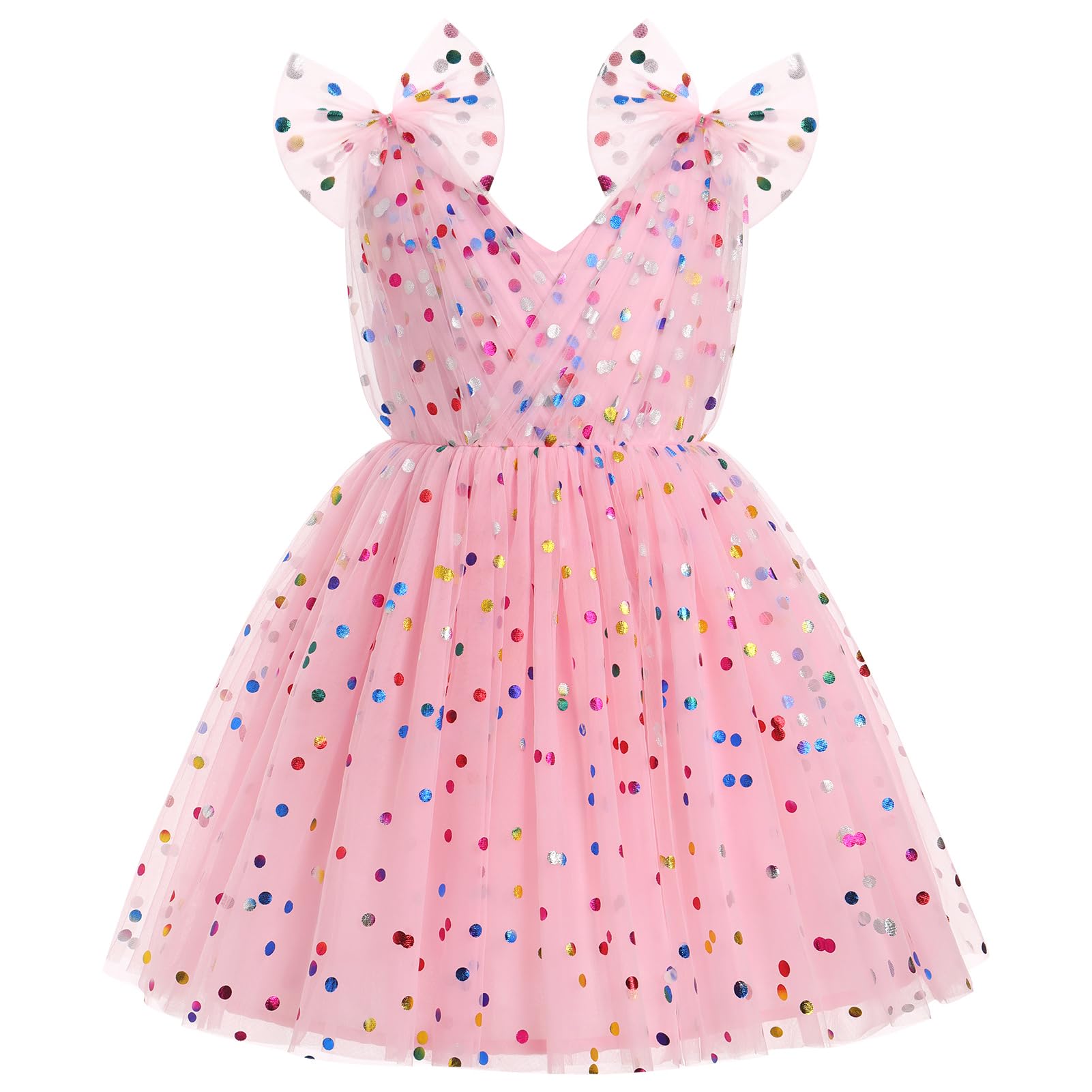 IMEKIS Toddler Kids Girls Butterfly Dress Sparkle Sequins Tulle Wedding Formal Birthday Dresses 2-10T