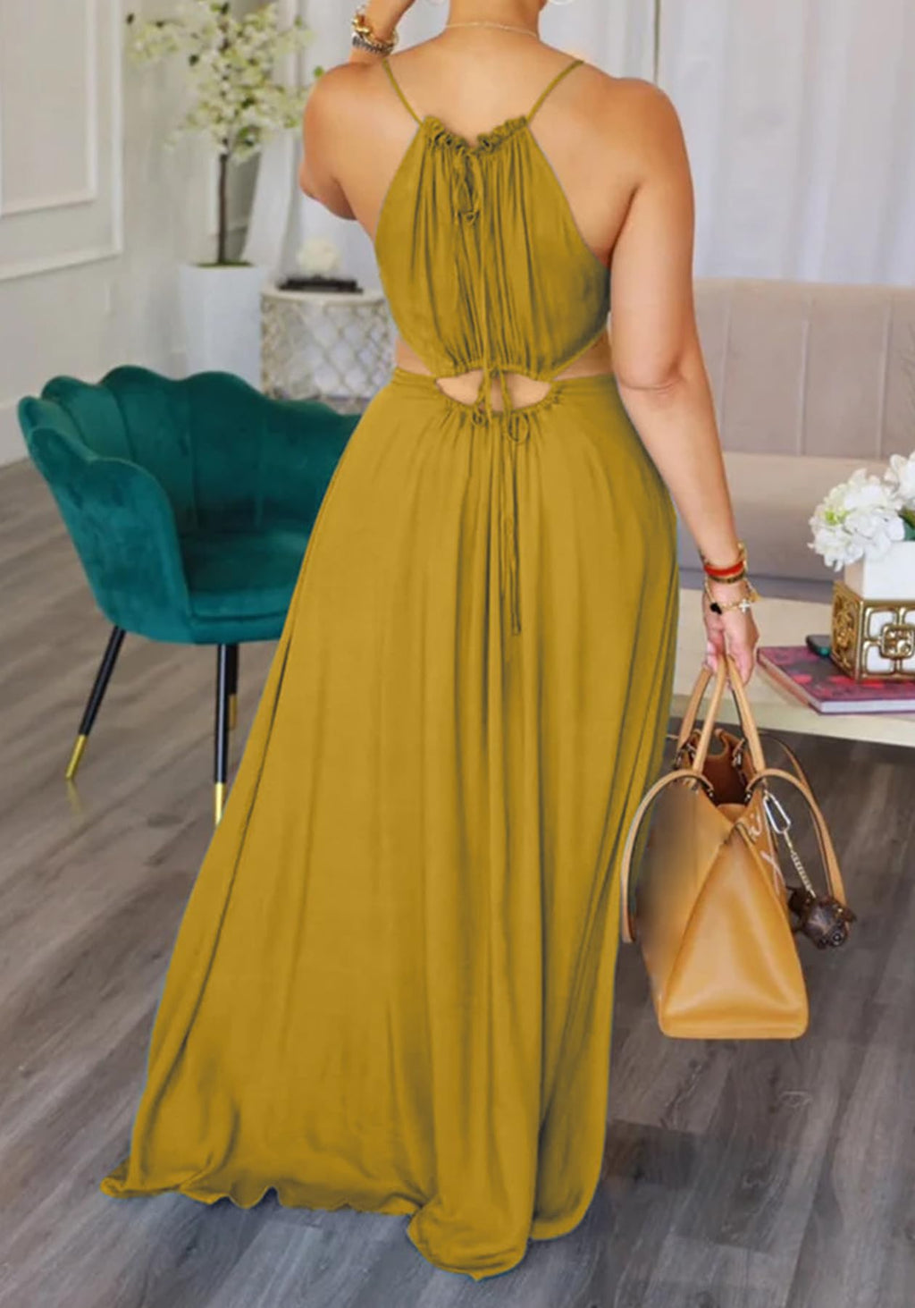Geulis 2026 Women Summer Beach Dresses Sexy Cut Out Sleeveless Spaghetti Strap Halter Dress Flowy Maxi Vacation Dress