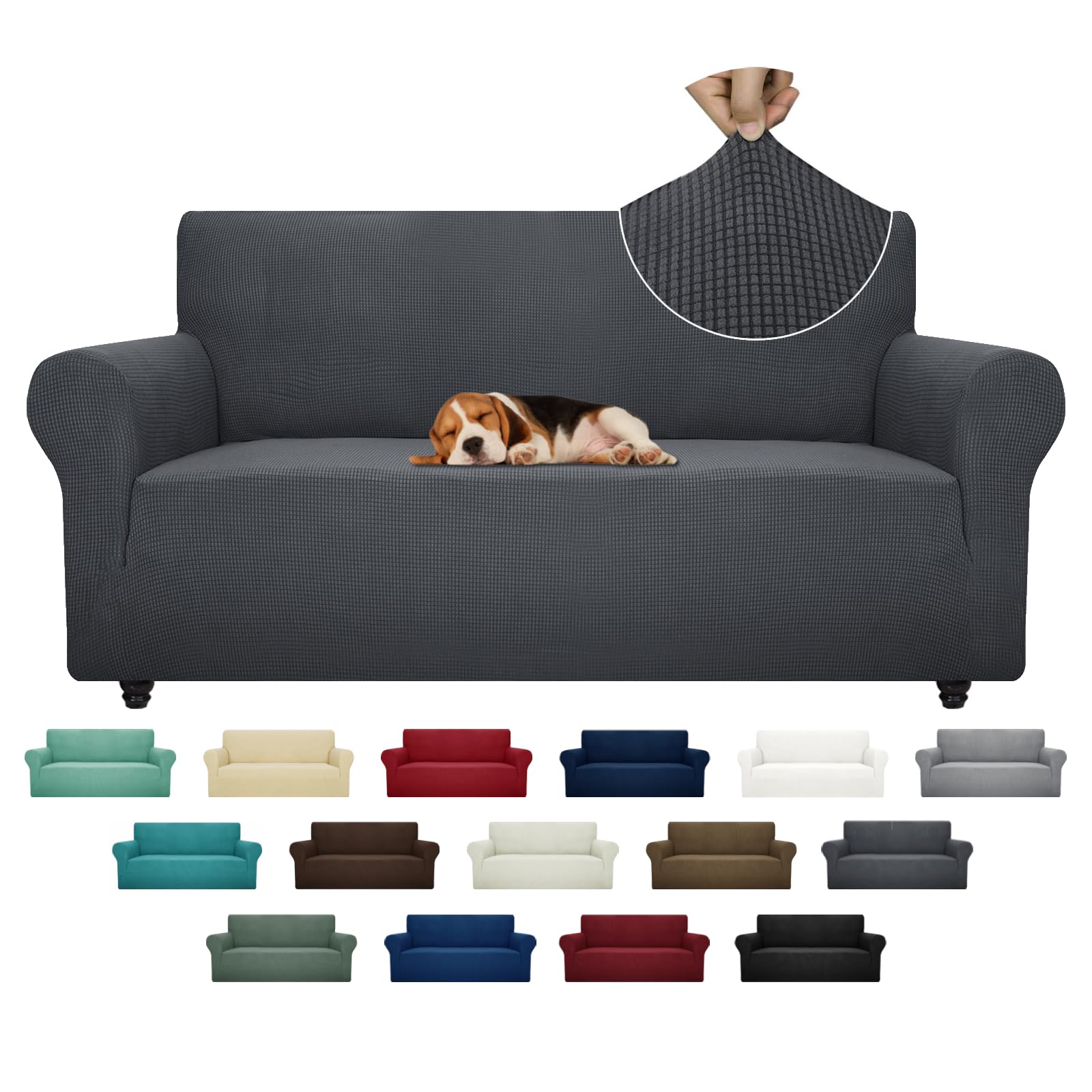 ZNSAYOTX Super Stretch Chair Slipcover (30"-47"), New Striped Sofa Chair Covers for Living Room, Dogs Pet Friendly Anti-Slip Chair Protector Spandex Armchair Slipcovers (Beige, Chair)