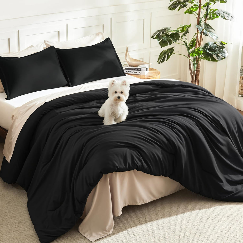 Litanika King Size Comforter Set, 3 Pieces Lightweight Solid Comforter King Size, All Season Fluffy Down Alternative Comforter Bed Set Quilt Blanket, Sage Green, King