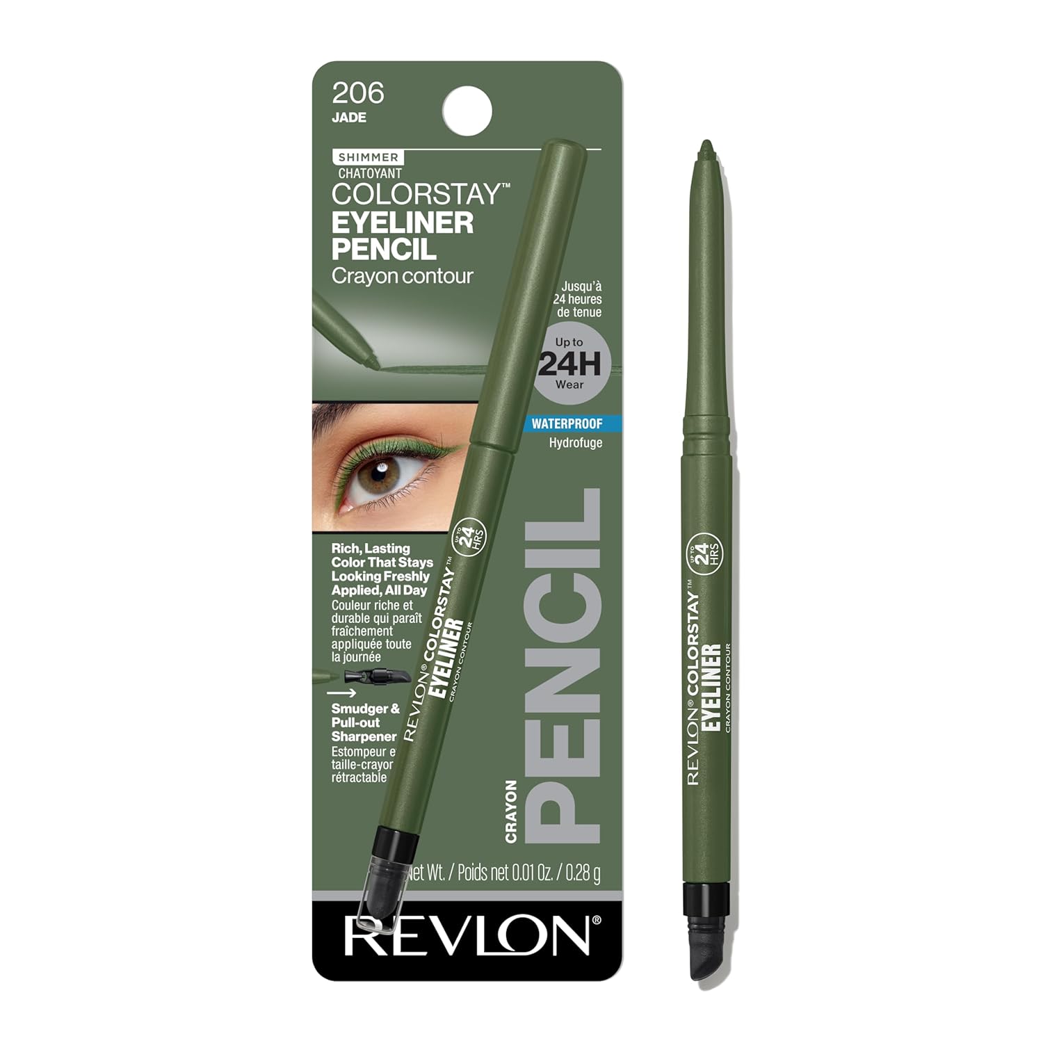 Revlon ColorStay Pencil Waterproof Eyeliner, Smudge-Proof, Eye Makeup with Built-In Sharpener, Long-Lasting, Matte Finish, 201 Black, 2 pack