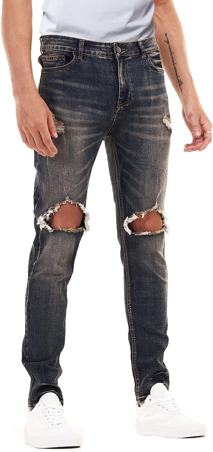 Heyfanee Mens Slim Fit Jeans Stretch Denim Pants for Men