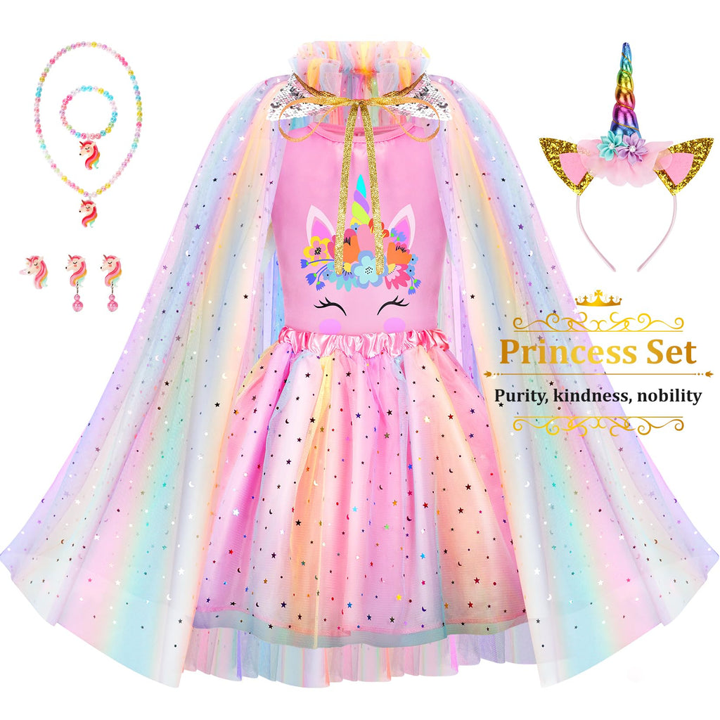 LIMIROLER Princess Dress Up Clothes for Little Girl Role Play Costume Gift Set Princess Dress Up Toys for Toddler Girls