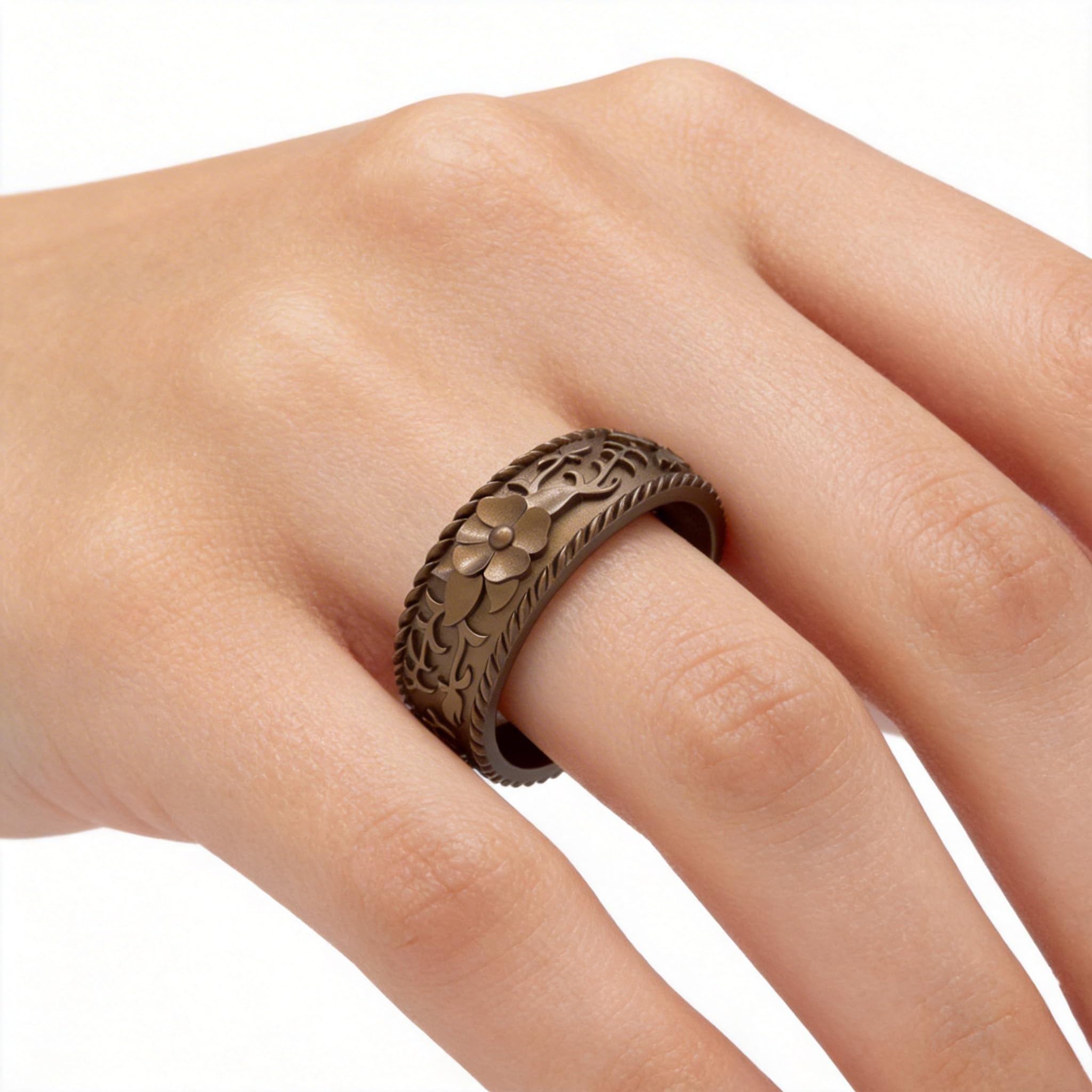 Silicone Wedding Rings for Women 1/4/7 Packs -Stackable Silicone Rubber Wedding Bands - Innovative Flower & Vine Collection