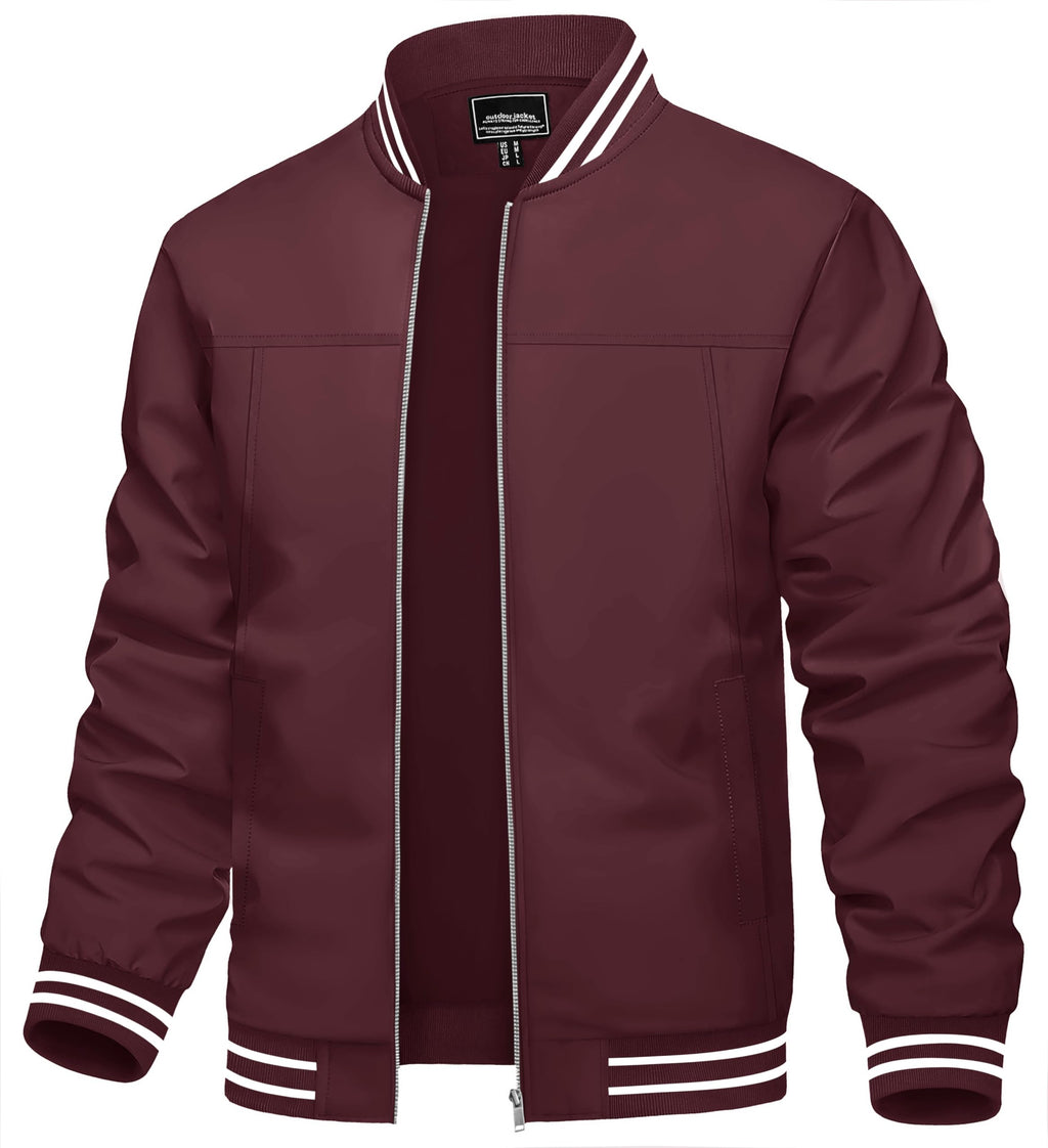 TACVASEN Men's Lightweight Jacket Casual Spring Fall Windbreaker Bomber Zip Up Coat With Pocket