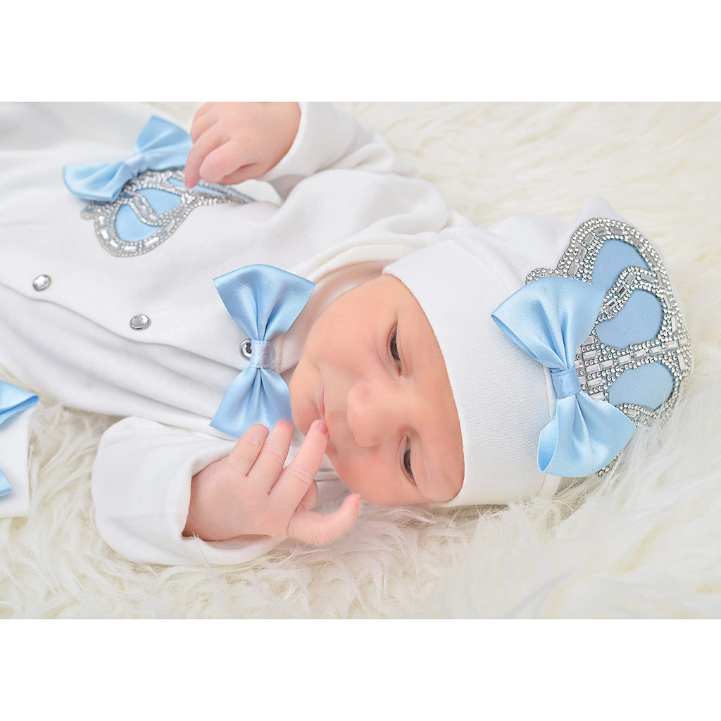 Lilax Baby Boy Newborn Crown Jewels Layette 3 Piece Gift Set