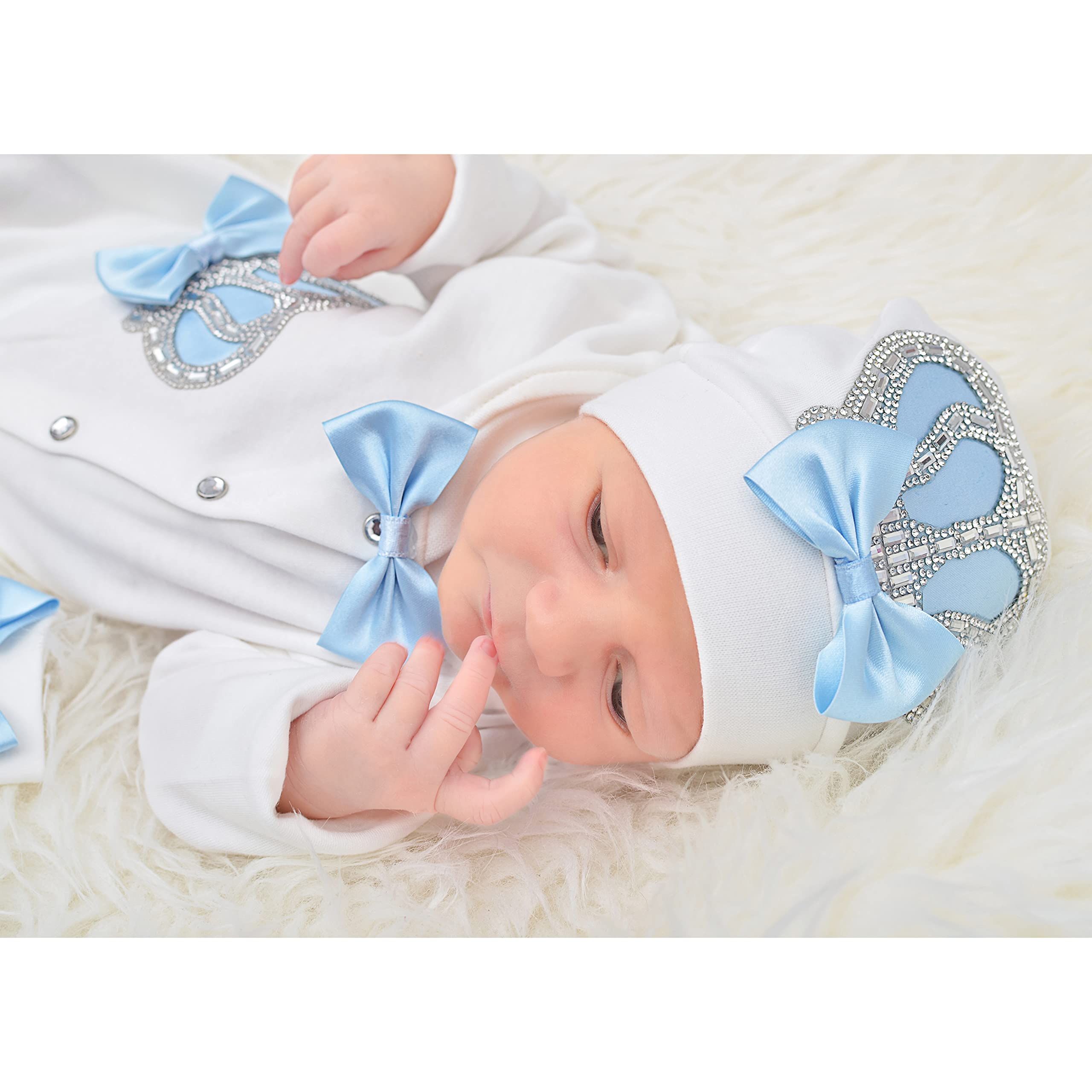 Lilax Baby Boy Newborn Crown Jewels Layette 3 Piece Gift Set
