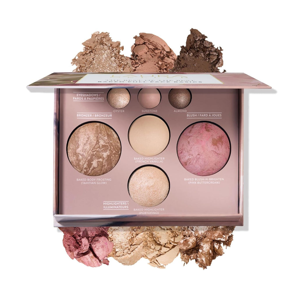 LAURA GELLER NEW YORK Best of the Best Baked Palette – 7-in-1 Full Face Palette – Bronzer, Blush, 2 Highlighters & 3 Eyeshadows – Crease-Proof, Handmade in Italy – Travel-Friendly