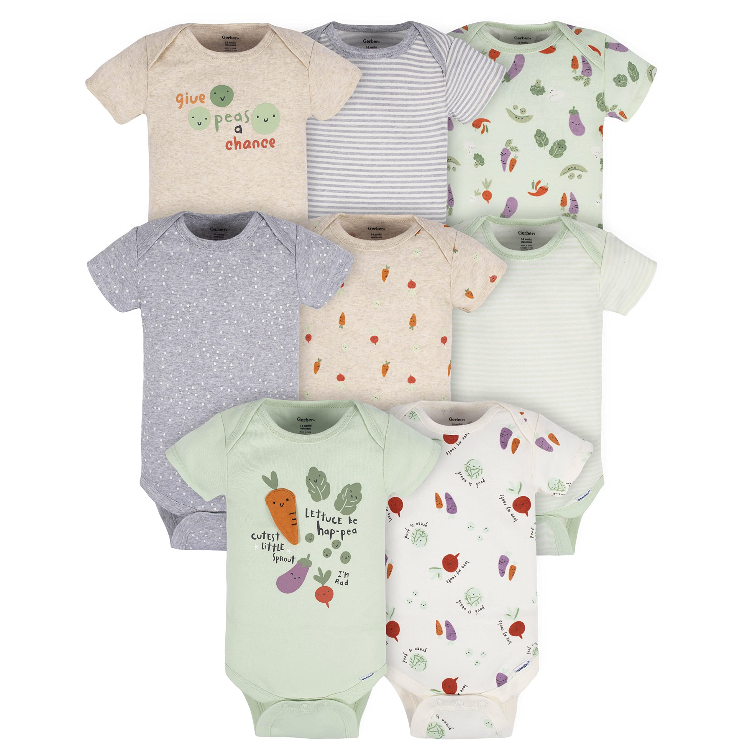 Gerber Unisex-Baby 8-pack Short Sleeve Onesies Bodysuits