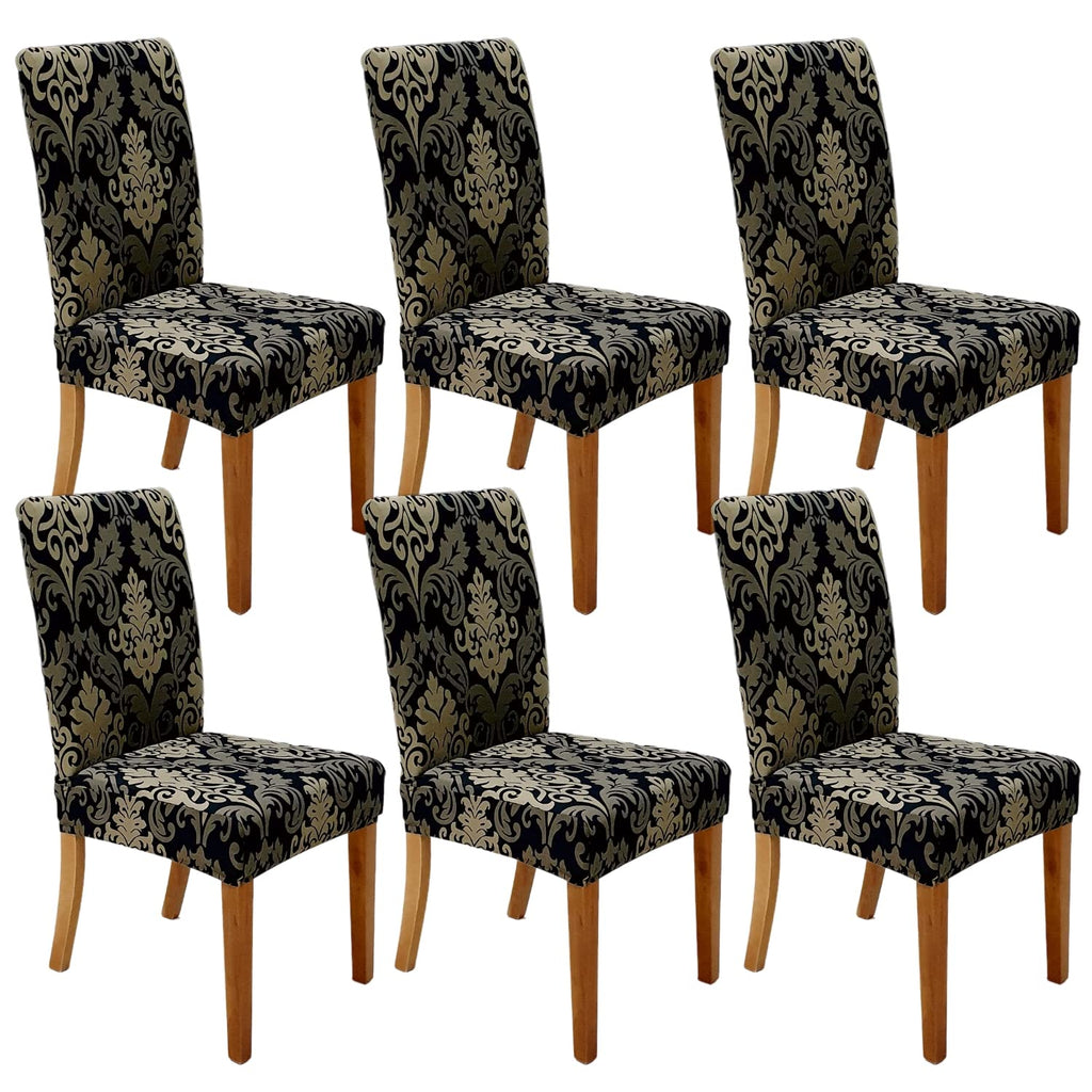 SPRINGRICO Chair Covers for Dining Room 6 Pack, Stretch Dining Chair Cover, Washable Spandex Kitchen Parsons Chair Slipcovers, Removable Seat Protector for Home or Party (Set of 6, Floral Beige)