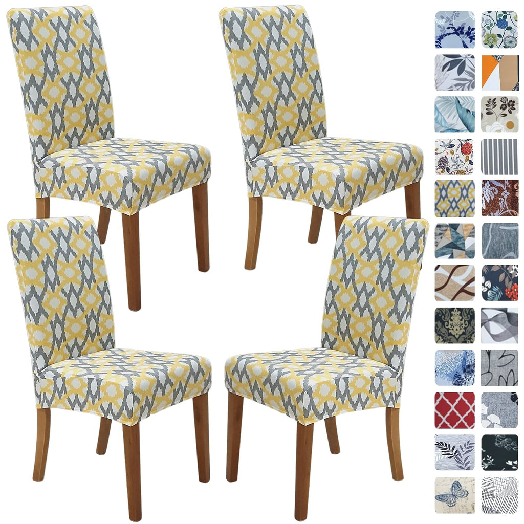 SPRINGRICO Chair Covers for Dining Room 6 Pack, Stretch Dining Chair Cover, Washable Spandex Kitchen Parsons Chair Slipcovers, Removable Seat Protector for Home or Party (Set of 6, Floral Beige)