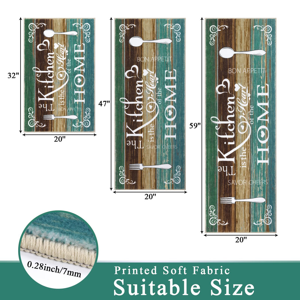 Vaukki Boho Kitchen Rug Sets 3 Pieces, Washable Kitchen Mats for Floor, Non Slip Soft Kitchen Area Rug Floor Mat for Kitchen, Laundry Room and Hallway (Grey and Beige, 20''x32''+20''x47''+20''x59'')