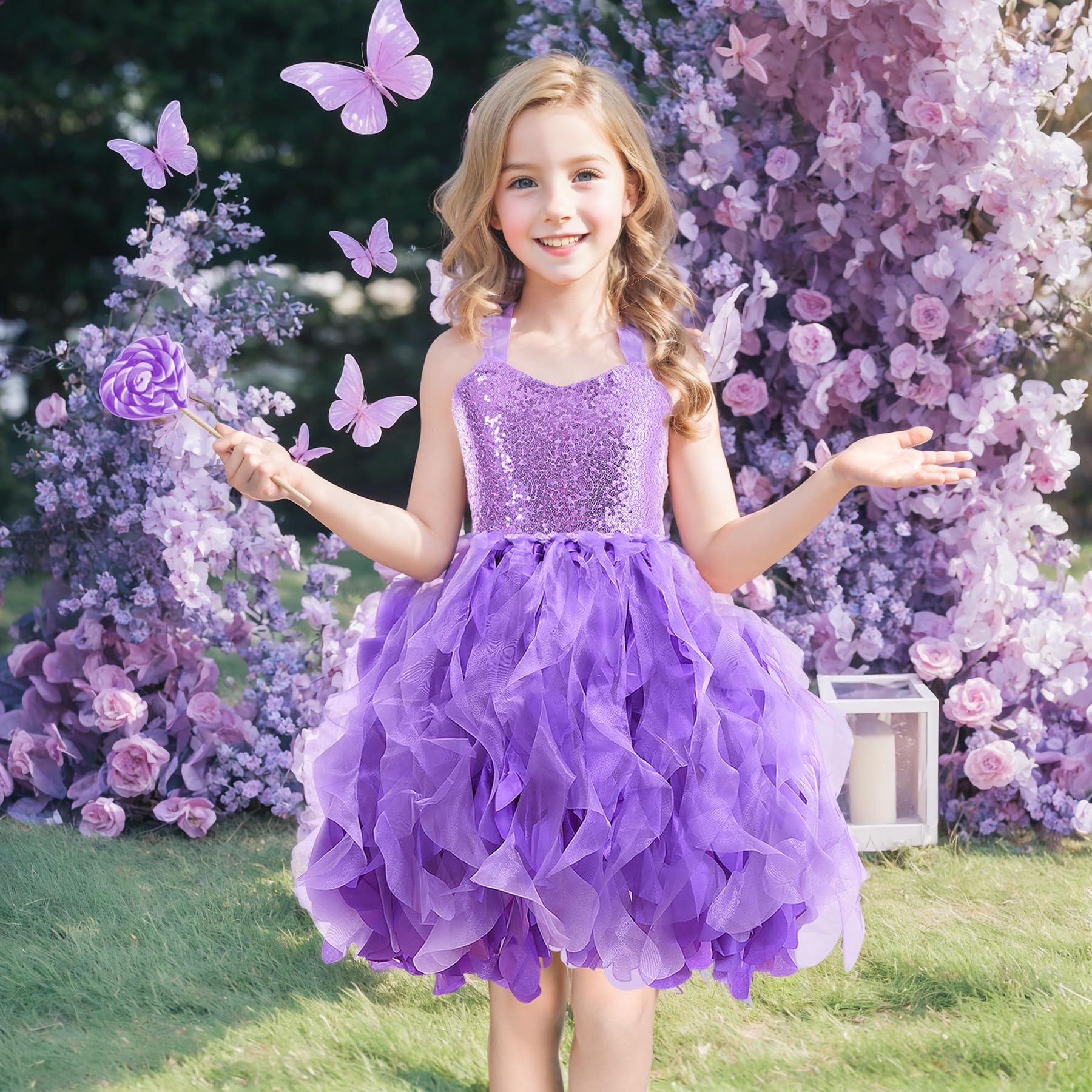 Suppromo Tutu Dress for Girls Sparkly Sequin Tulle Princess Birthday Party Prom Outfit Toddler Girls Sneaker Ball Gown Dress