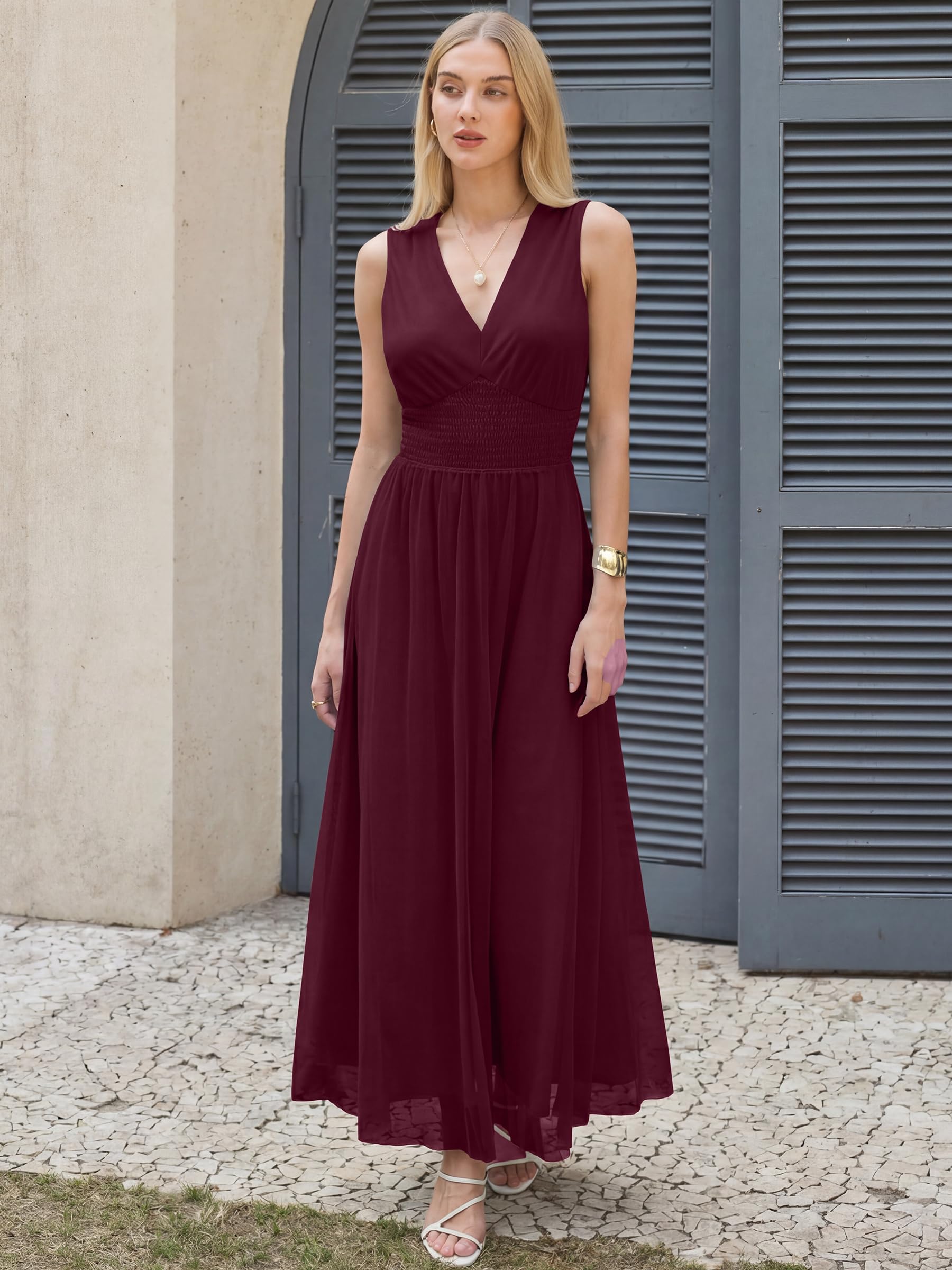 ANRABESS Womens Summer Floral Maxi Dress, A Line Tulle,Elegant for Wedding Guest & Beach Vacation,Flowy Casual Boho Outfits