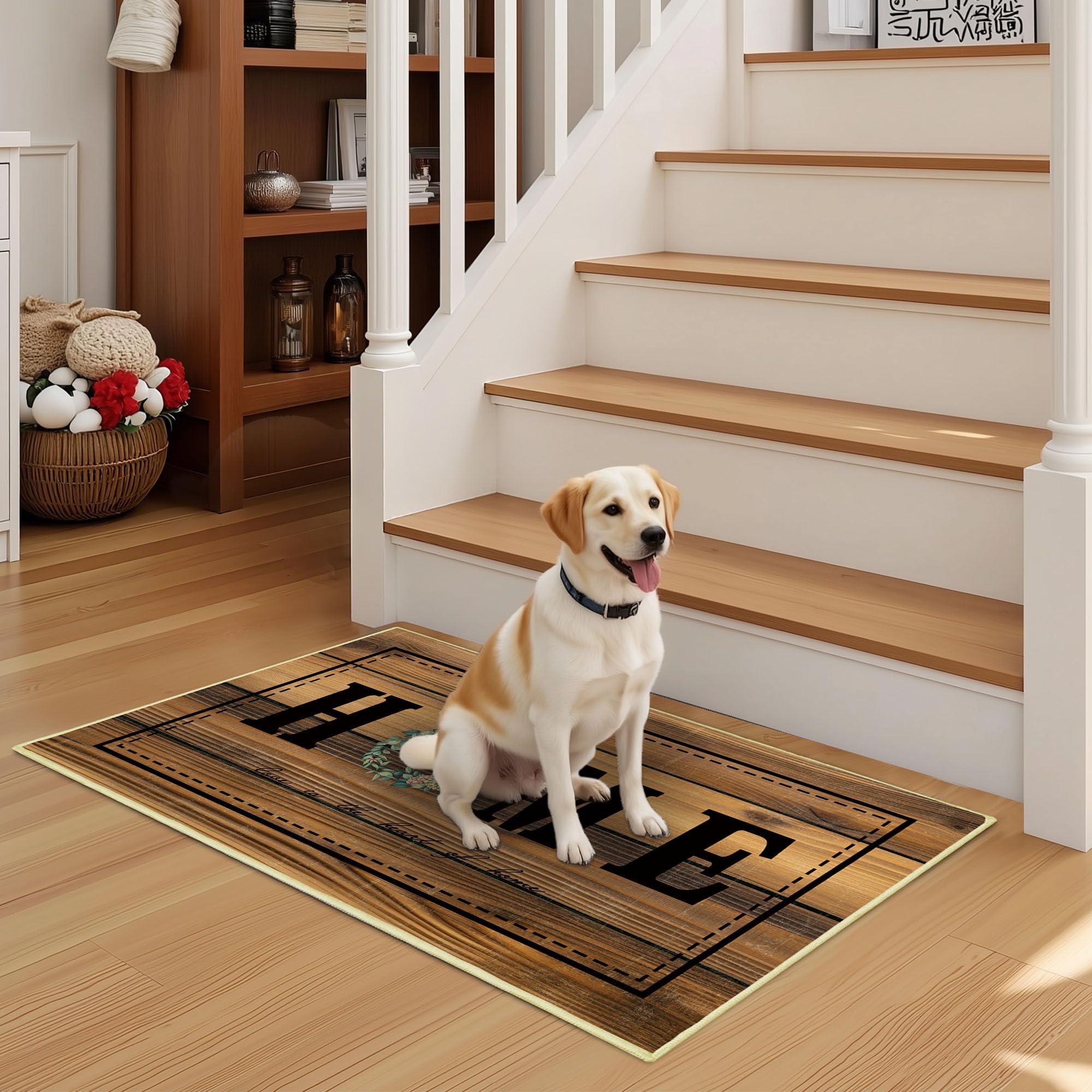 Tritard 100% Non Slip Kitchen Mats for Floor Washable Kitchen Rugs Sets of 3 Farmhouse Kitchen Runner Rug Soft Rustic Kitchen Floor Carpet for Hallway, Laundry, Sink, Office, Brown