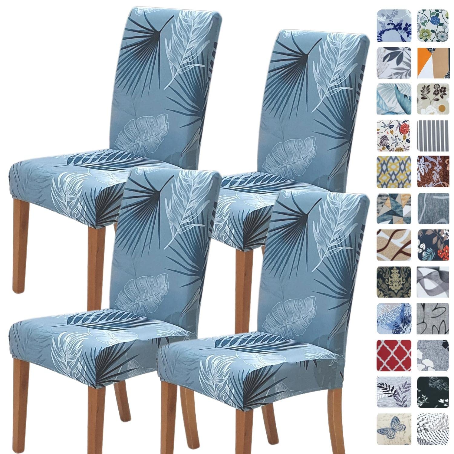 SPRINGRICO Chair Covers for Dining Room 6 Pack, Stretch Dining Chair Cover, Washable Spandex Kitchen Parsons Chair Slipcovers, Removable Seat Protector for Home or Party (Set of 6, Floral Beige)