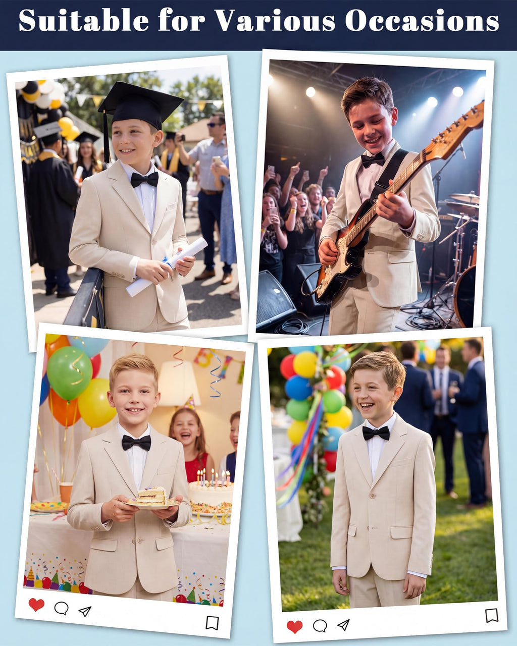 WULFUL Boys' Slim Fit Suit 3 Pieces:Jacket, Pants, Shirt,Summer Suit Set for Teens Boys Wedding Beach