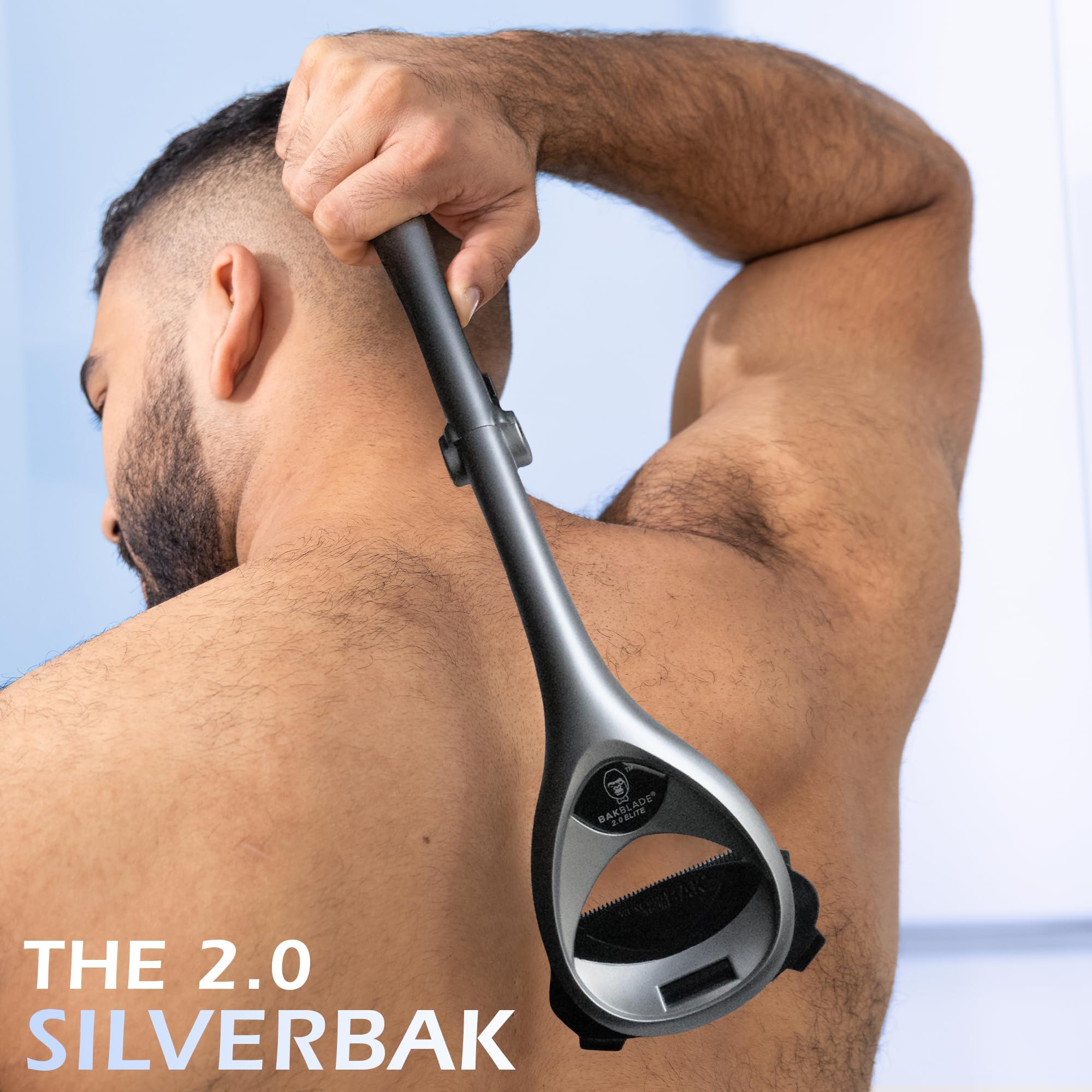 baKblade 2.0 PLUS - Back Shaver for Men (DIY), Ergonomic Handle, Shave Wet or Dry (Extra Blades Included)