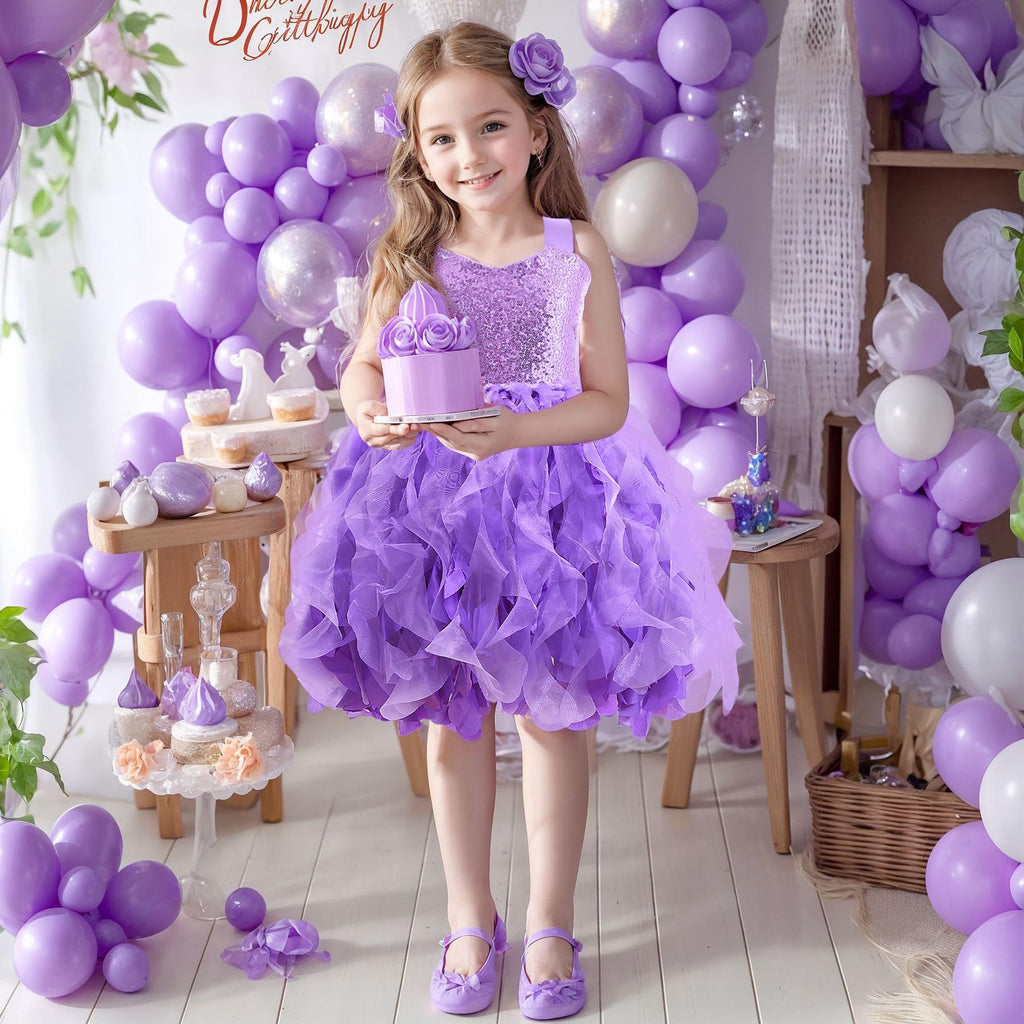 Suppromo Tutu Dress for Girls Sparkly Sequin Tulle Princess Birthday Party Prom Outfit Toddler Girls Sneaker Ball Gown Dress
