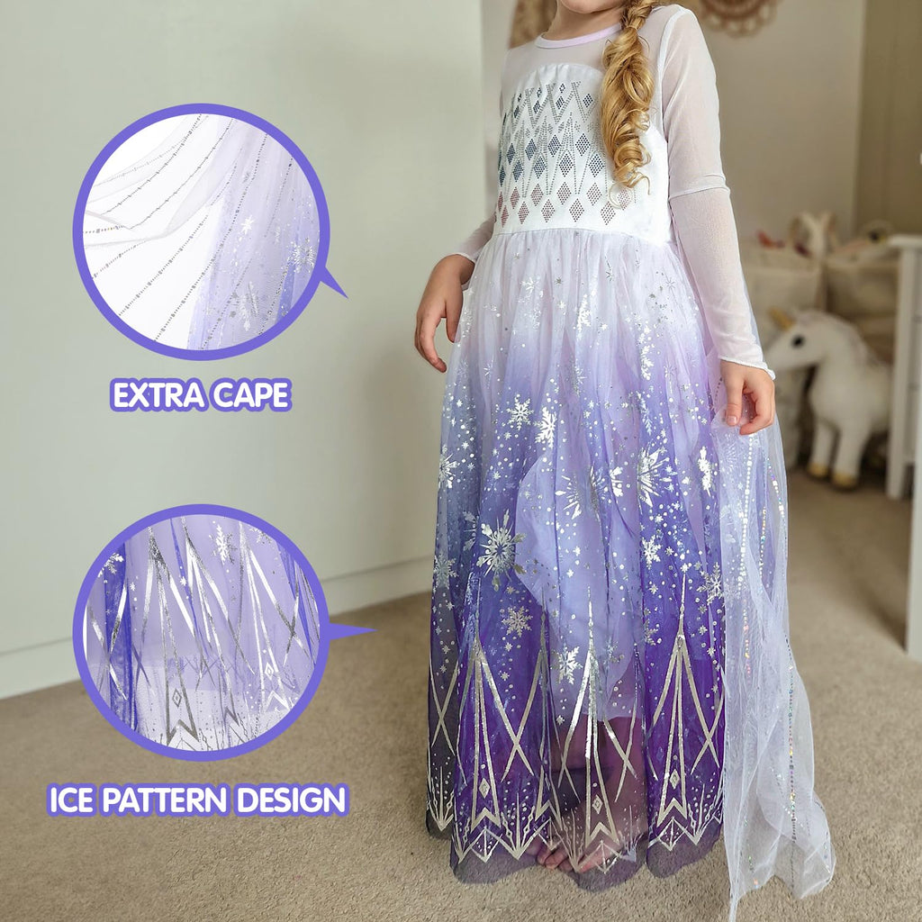 Princess Costume for Girls, RGB Light Up Princess Dress up Birthday Syncs Music App Control, Halloween costume 3-9