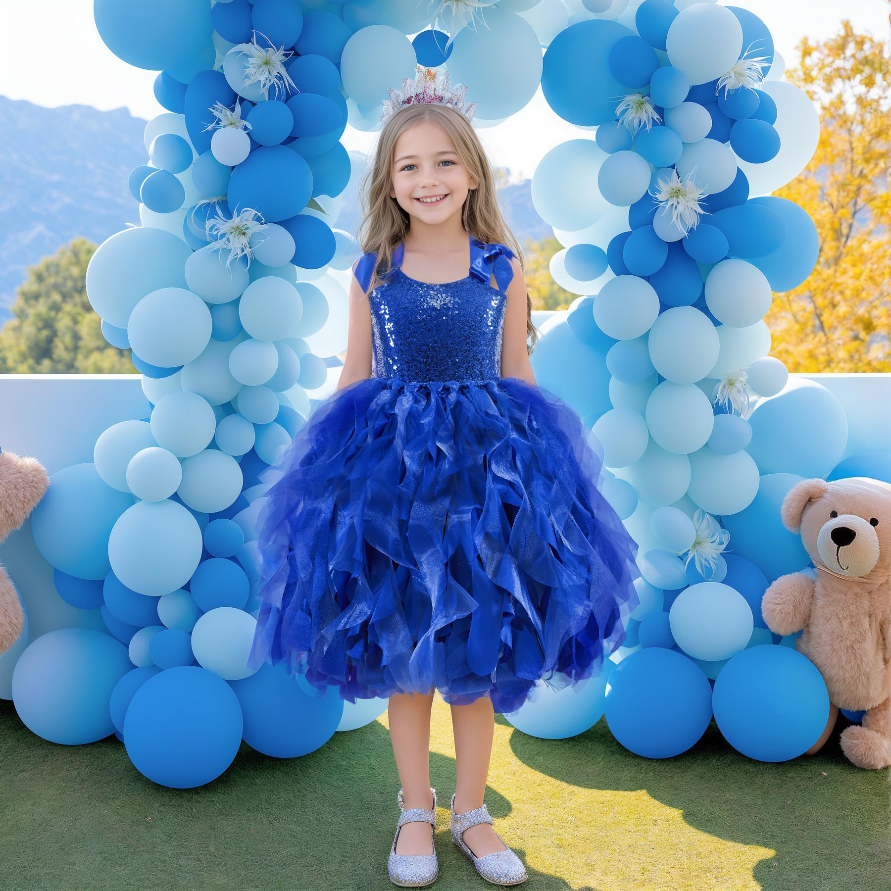 Suppromo Tutu Dress for Girls Sparkly Sequin Tulle Princess Birthday Party Prom Outfit Toddler Girls Sneaker Ball Gown Dress