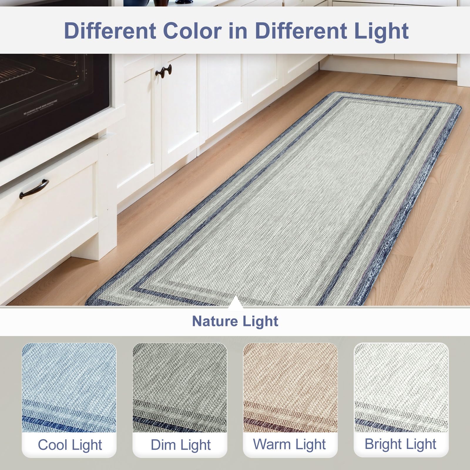 KIMODE Kitchen Mats 2PCS,Cushioned Anti Fatigue Kitchen Rugs and Mats,Non Skid Waterproof Kitchen Mats for Floor,Comfort Foam Standing Mat for Home Decor, Office,Sink,Laundry Room,Desk,Black and White