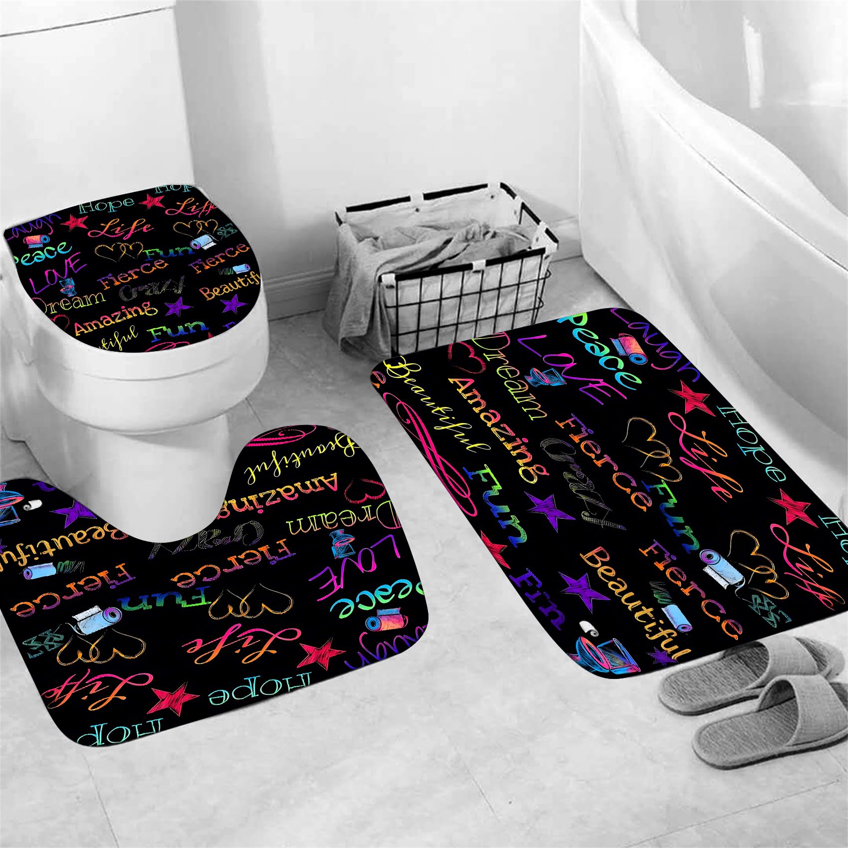 AZHM Golden Crown Print Shower Curtain Set Black Luxury Bathroom Accessories Sets with Shower Curtain and Rugs