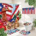 8 Pcs Puerto Rico Bathroom Shower Curtain Set Puerto Rico Bathroom Decor Set Include Shower Curtain Non-Slip Rug Bath Mat Toilet Lid Cover and 4 Towels with 12 Hooks