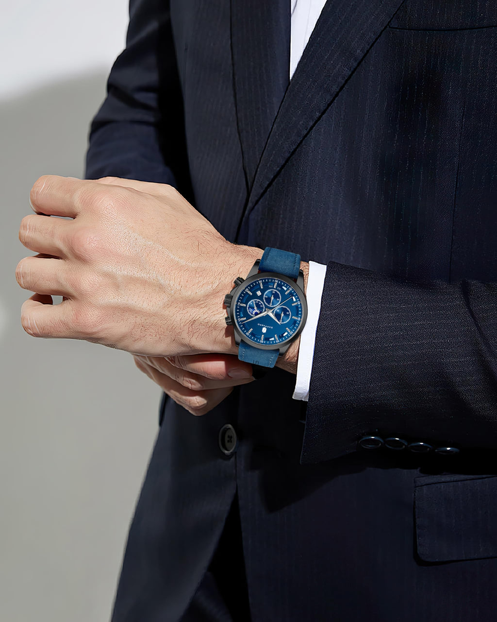 SAPPHERO Chronograph Watches for Men, Original Business Casual Stainless Steel Analog Watch 50M Waterproof Luminous Watches with Date Dial, Mens Gift