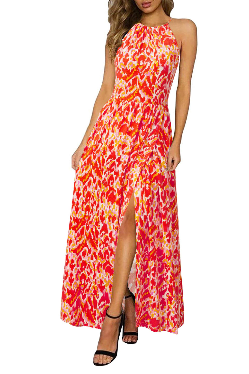 KILIG Women's Summer Floral Beach Flowy Split Maxi Long Dresses