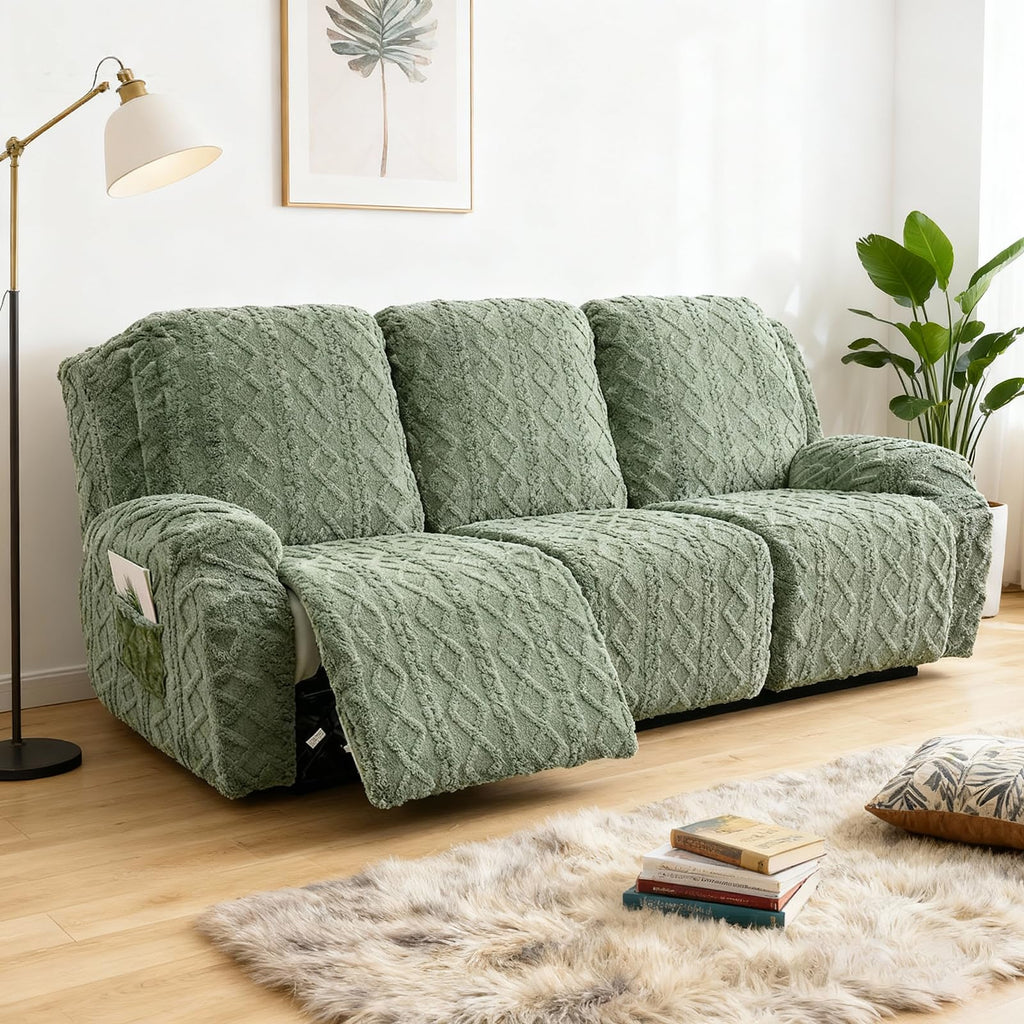 JOKIVTOU Recliner Chair Covers 4-Pieces Reclining Chair Slipcovers with Pocket& Elastic Bottom, Soft Feel Fitted Lazy Boy Sofa Couch Cover Washable, Stretch Recliner Furniture Protector