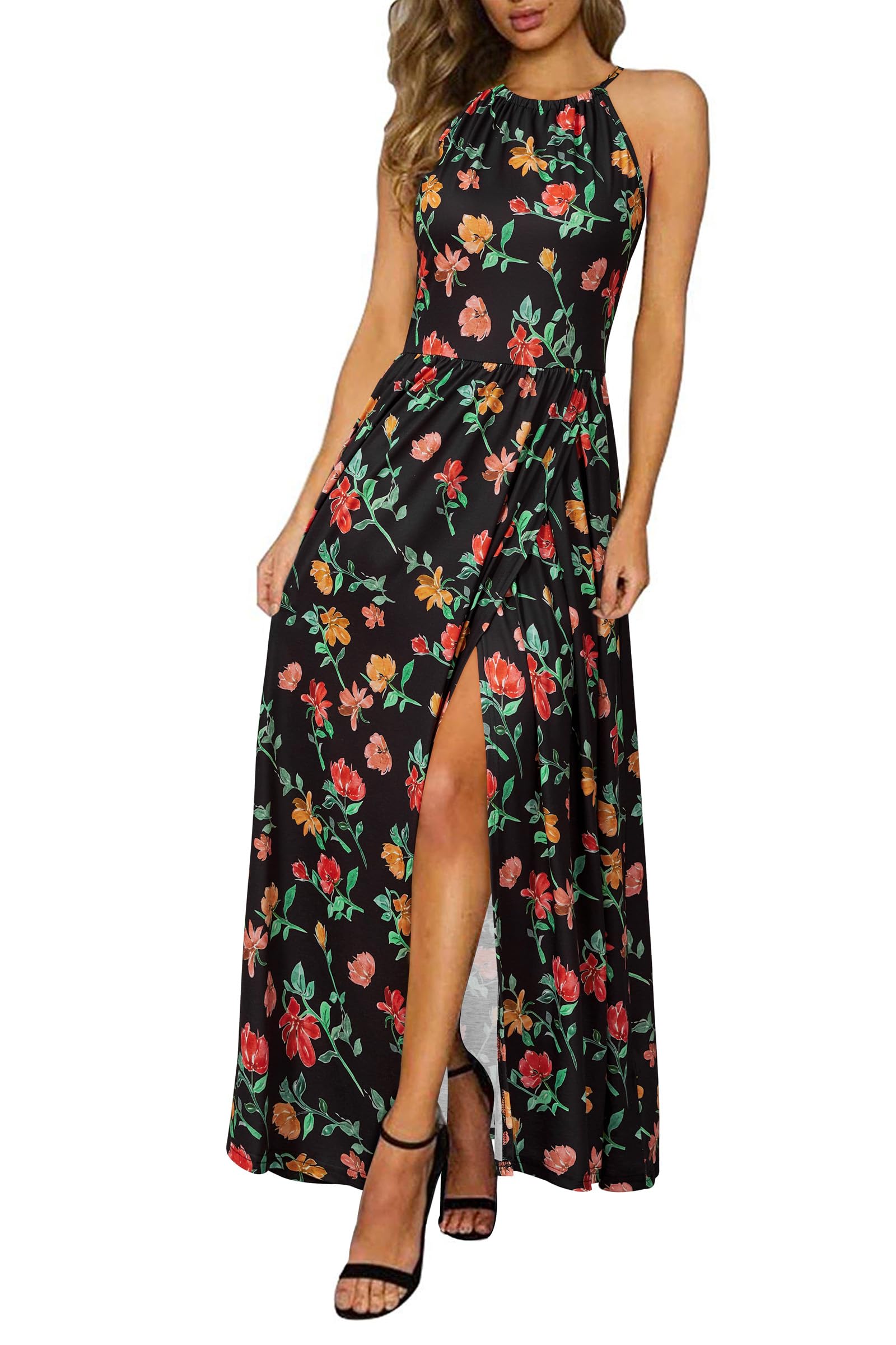 KILIG Women's Summer Floral Beach Flowy Split Maxi Long Dresses
