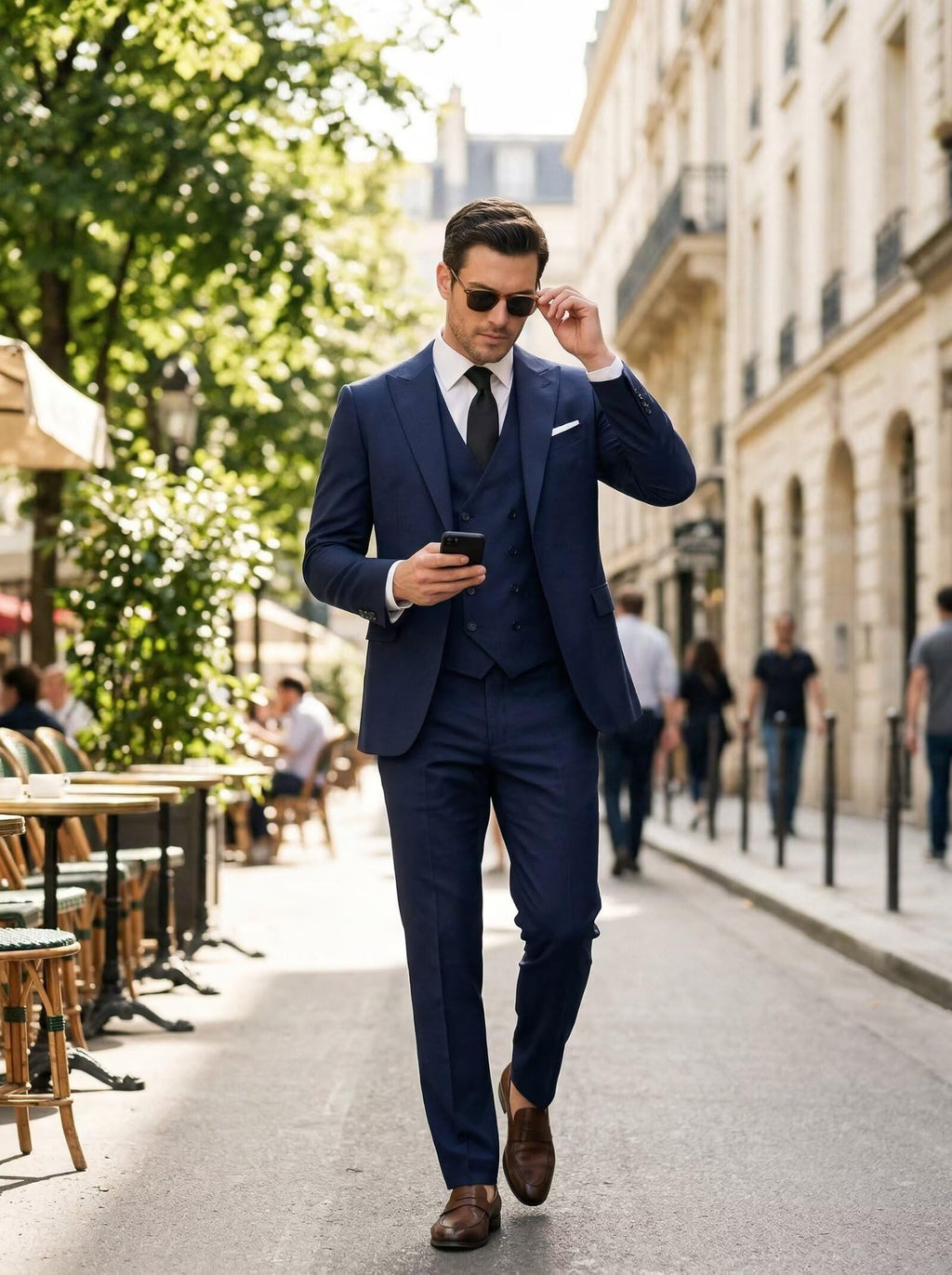 Mens Suit 3 Piece Double Breasted Suit Men Formal Business Tuxedos Blazer Vest Pants Set for Wedding Party Dinner
