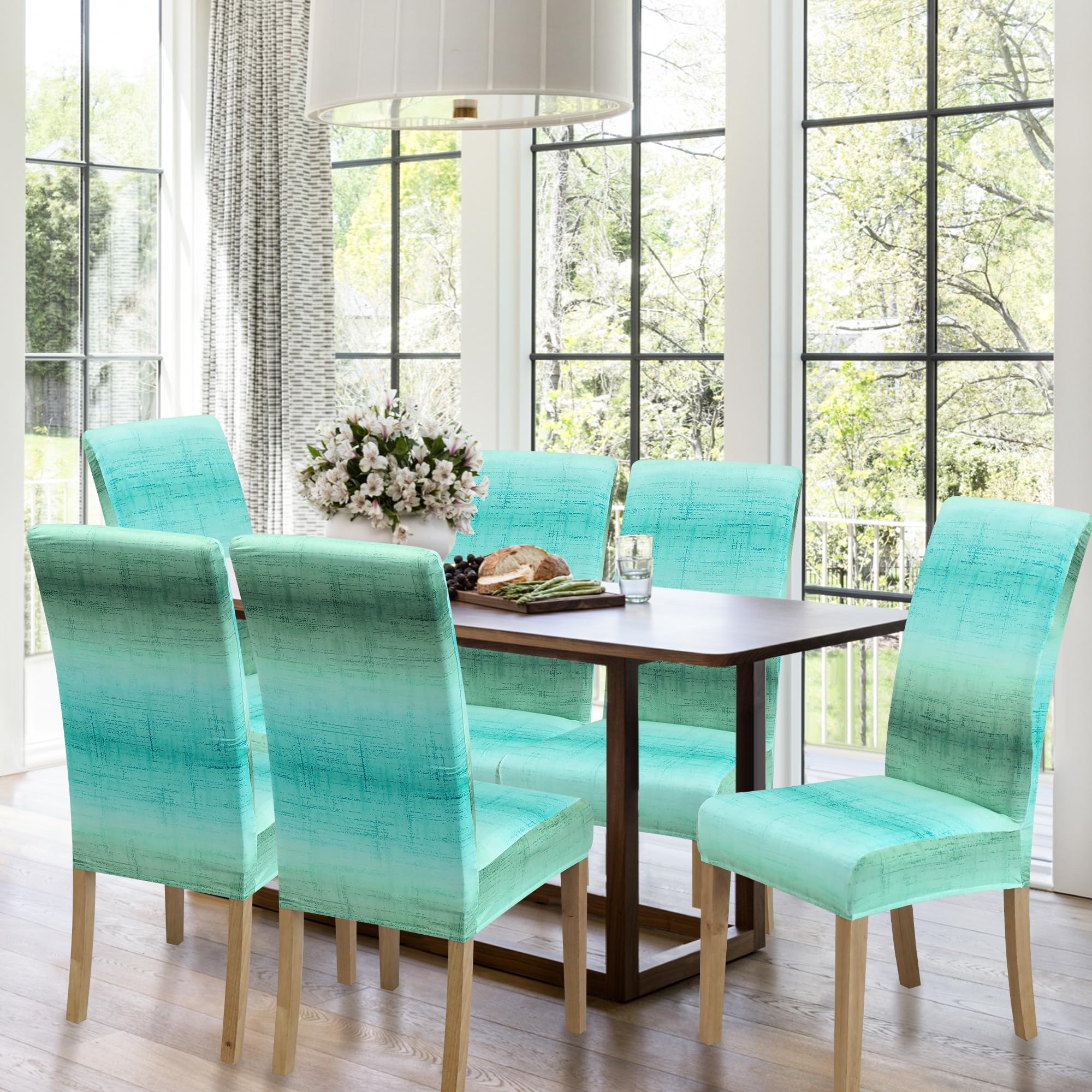 BIETYONE Stretch Dining Chair Covers Set of 6, Soft Removable Washable Kitchen Parsons Chair Slipcovers, High Elastic Seat Protector for Home Hotel Banquet