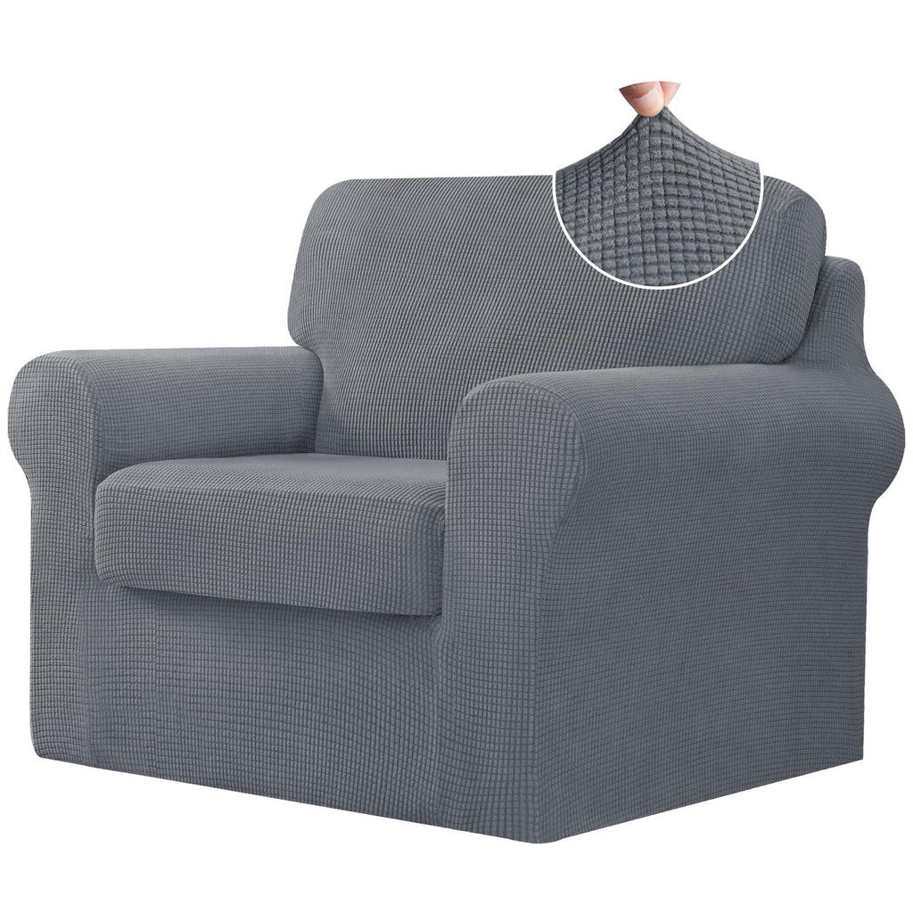 CHUN YI 7 Piece Couch Covers Sofa Covers Washable, Stretch Sofa Slipcovers for 3 Cushion Couch with Seperate Backrest and Cushion Covers, Anti Slip Furniture Protector for Dogs Pets (Large, Grey)