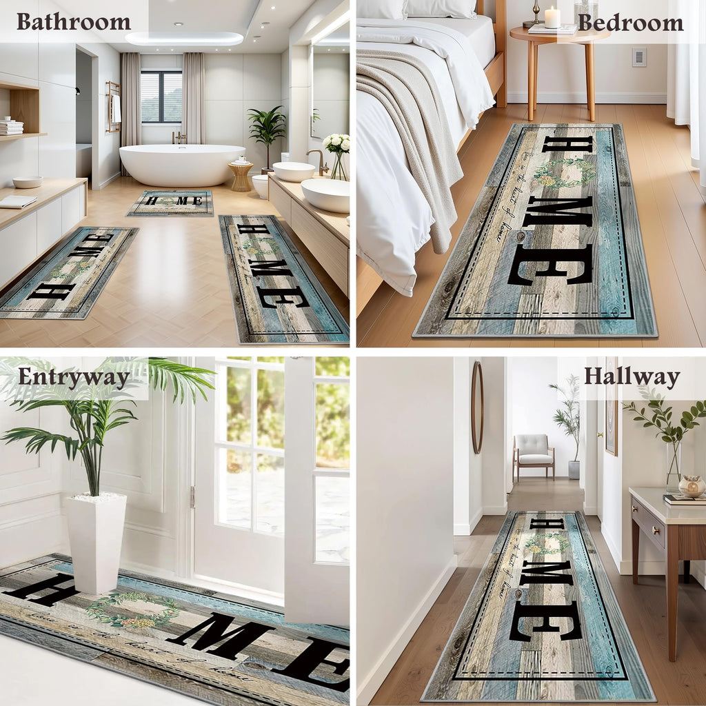 Tritard 100% Non Slip Kitchen Mats for Floor Washable Kitchen Rugs Sets of 3 Farmhouse Kitchen Runner Rug Soft Rustic Kitchen Floor Carpet for Hallway, Laundry, Sink, Office, Brown